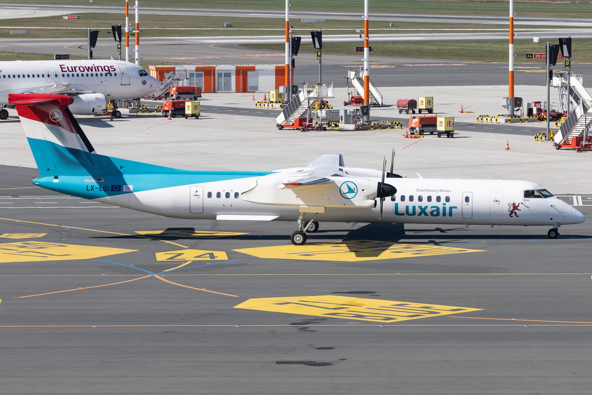 Hamburg Airport: Luxair (LG / LGL) |  De Havilland Canada Dash 8-400 DH8D | LX-LQI | MSN 4534