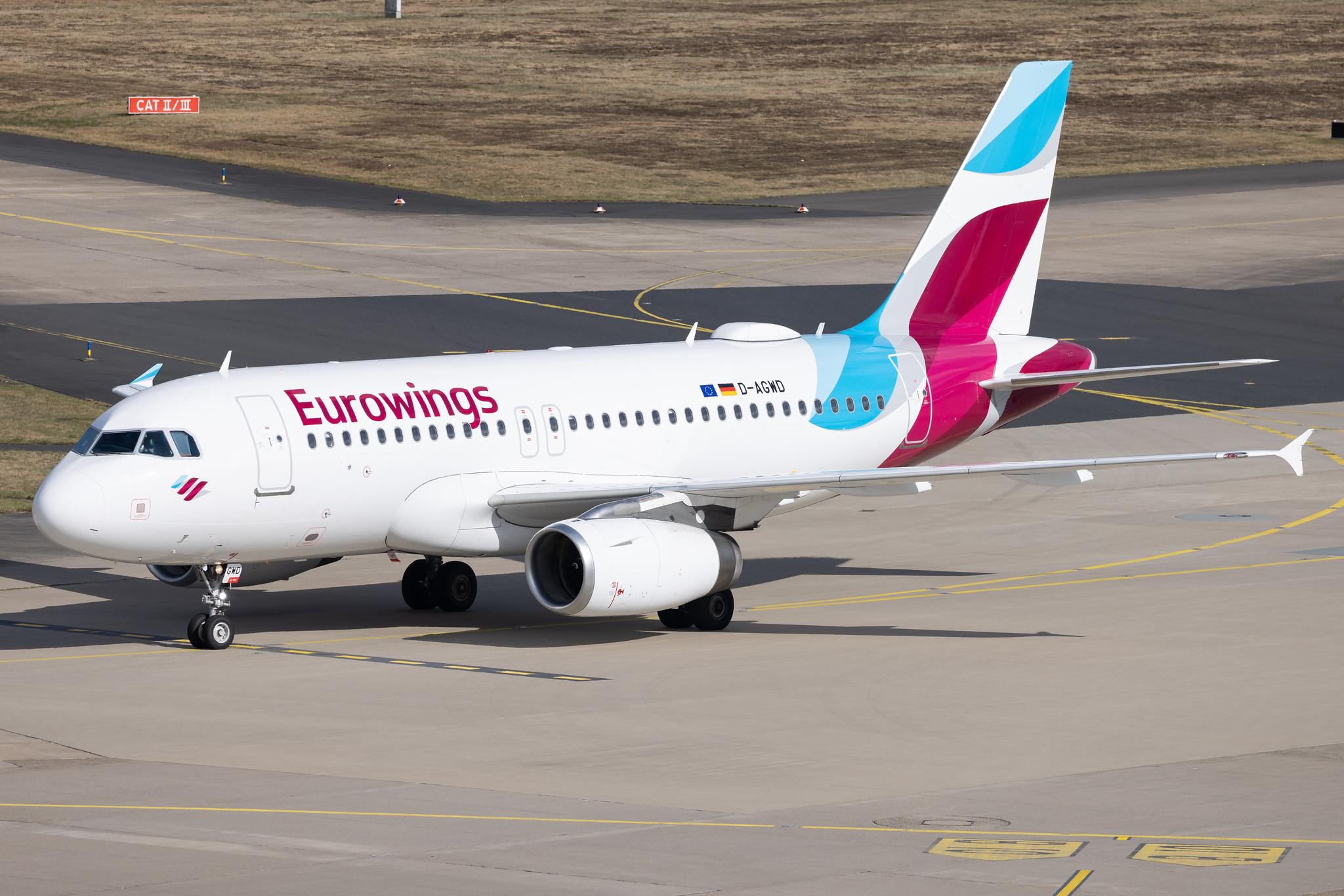 Köln Bonn Airport: Eurowings (EW / EWG) |  Airbus A319-132 A319 | D-AGWD | MSN 3011