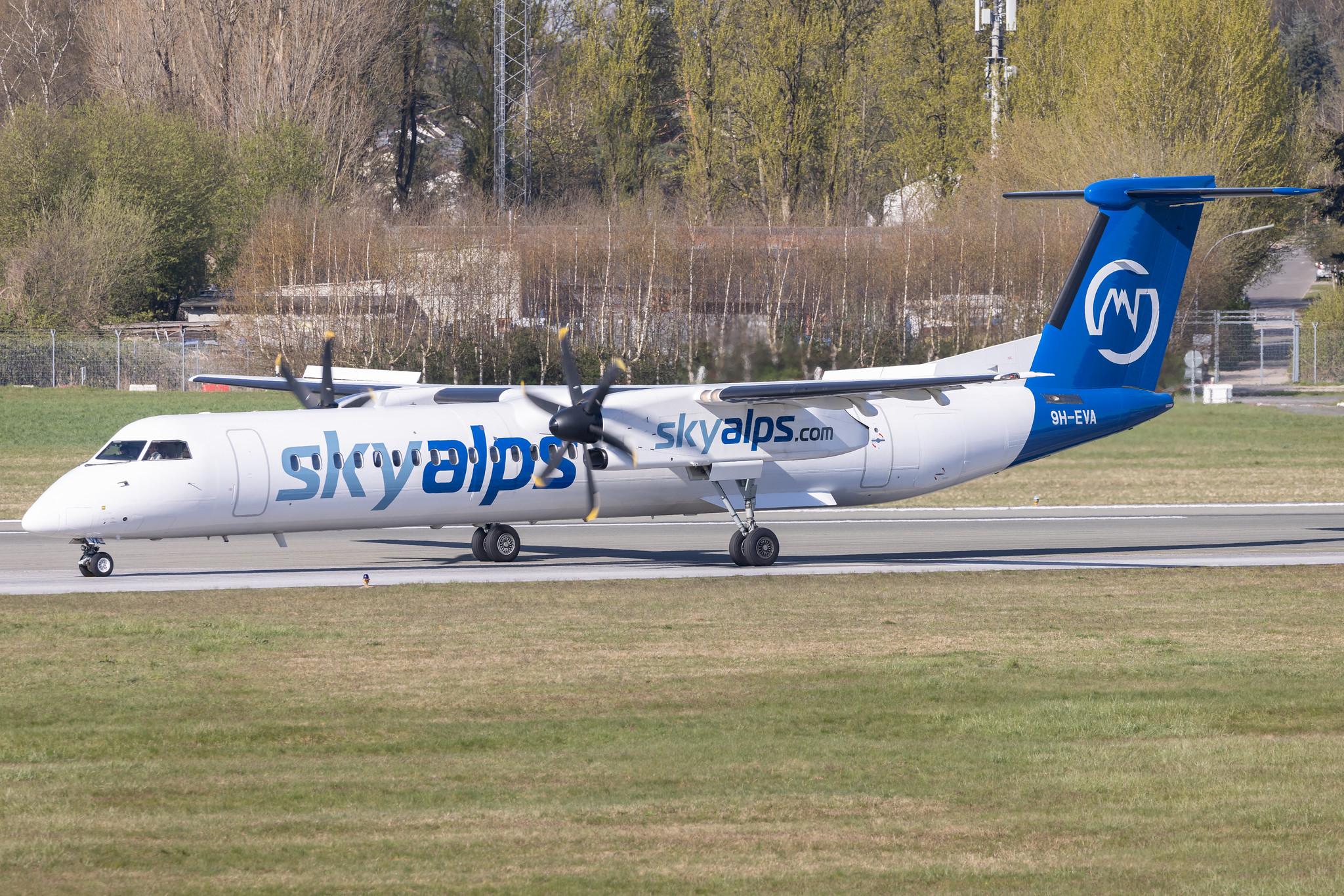 Hamburg Airport: SkyAlps |  De Havilland Canada Dash 8-400 DH8D | 9H-EVA | MSN 4237