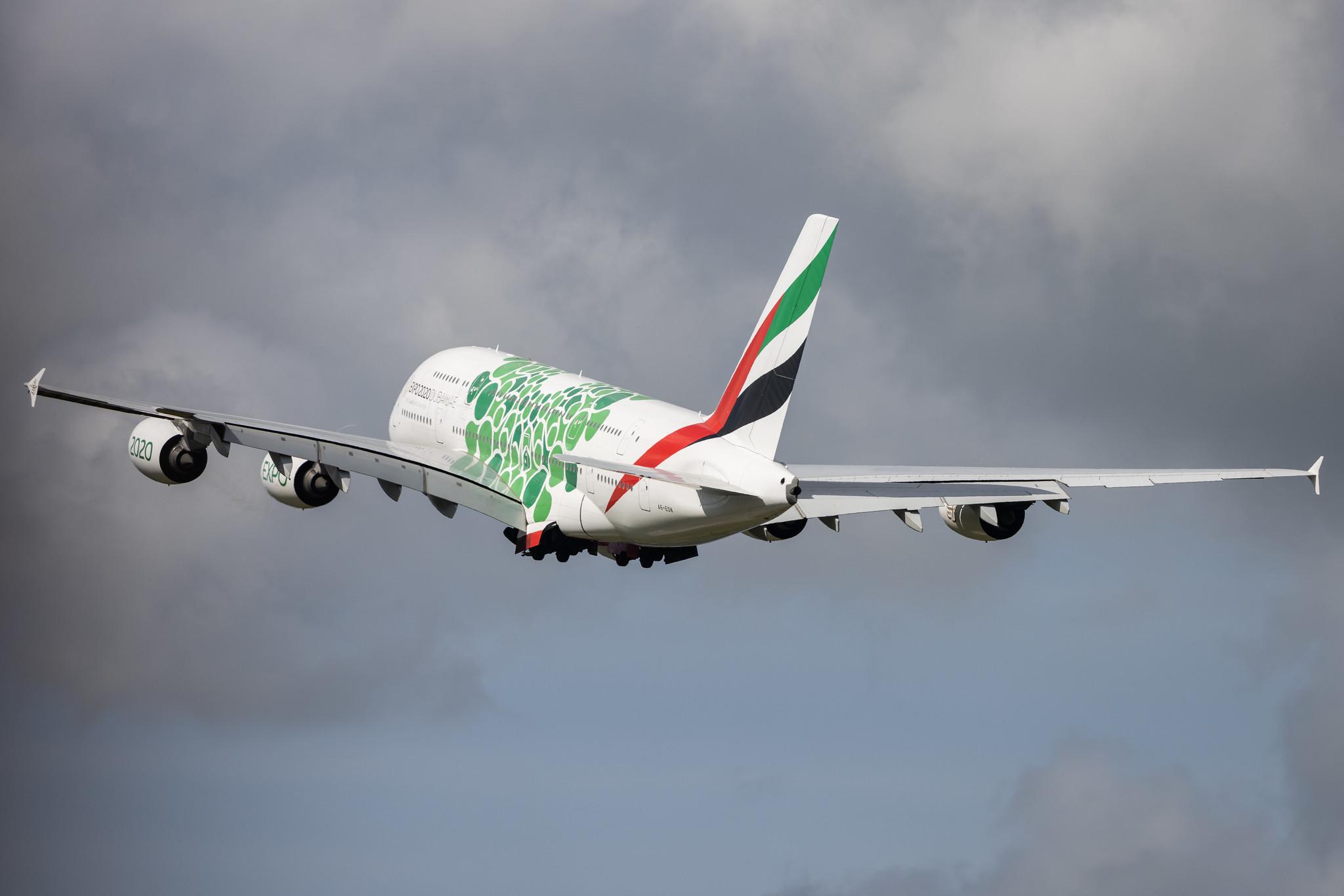 Hamburg Airport: Emirates (EK / UAE) |  Livery: Expo 2020 - Sustainability Livery |  Airbus A380-861 A388 | A6-EON | MSN 188