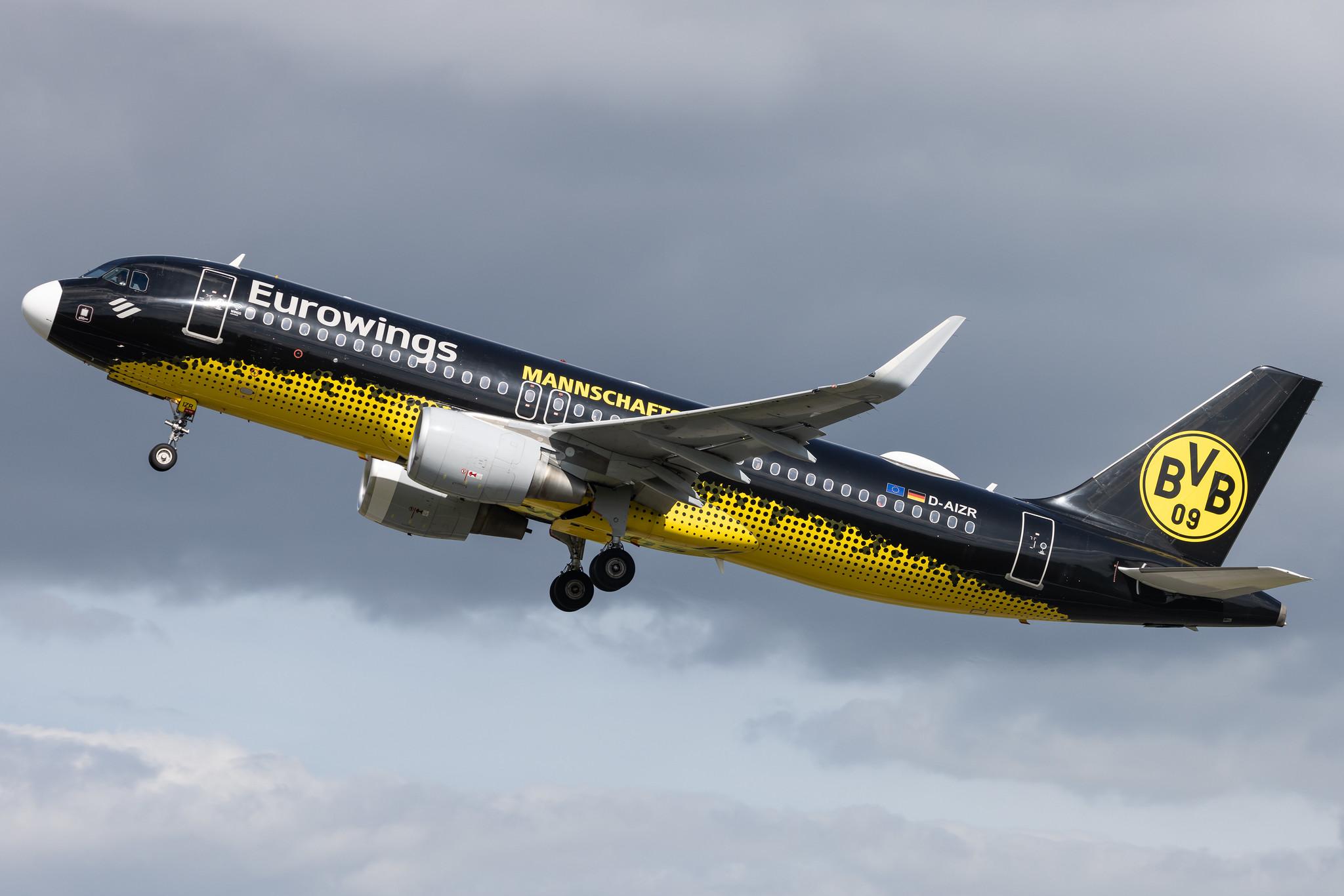Hamburg Airport: Eurowings (EW / EWG) |  Livery: Borussia Dortmund Livery |  Airbus A320-214 A320 | D-AIZR | MSN 5525