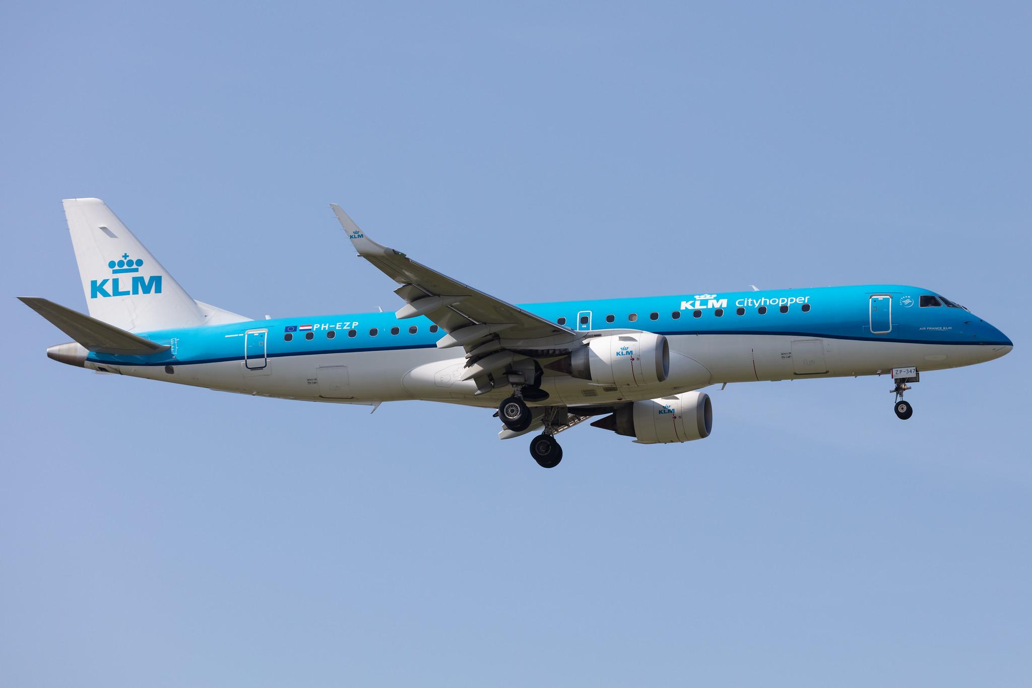 Amsterdam Schiphol: KLM (KL / KLM) | Operator: KLM Cityhopper |  Embraer E190STD E190 | PH-EZP | MSN 19000347
