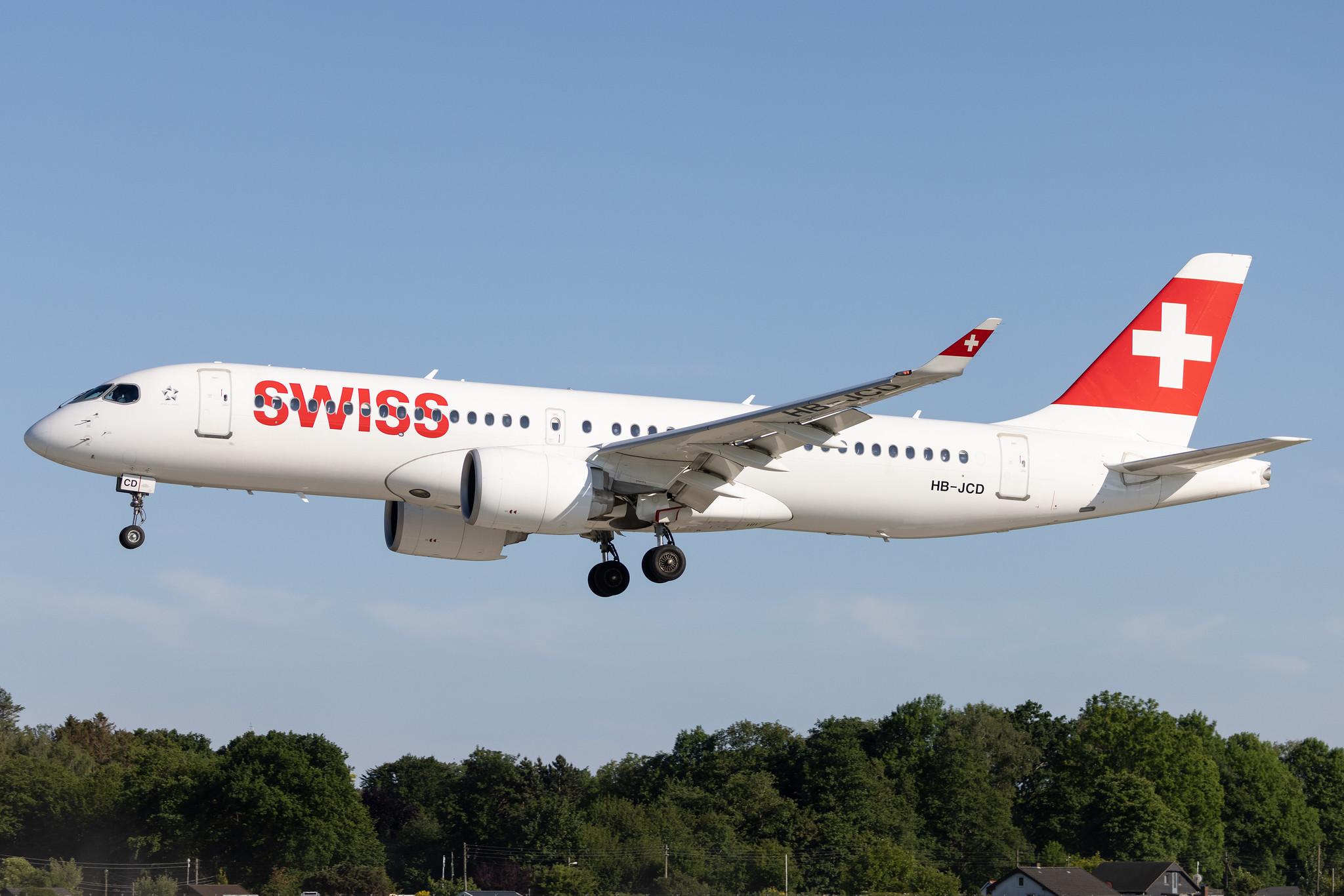 Hamburg Airport: Swiss (LX / SWR) |  Airbus A220-300 BCS3 | HB-JCD | MSN 55013
