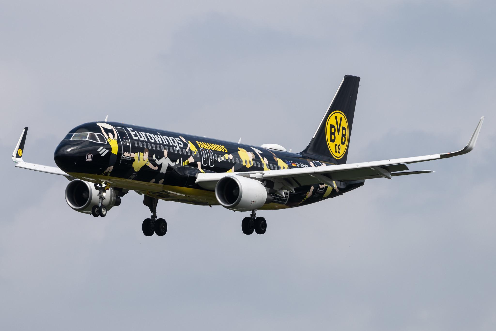 Hamburg Airport: Eurowings (EW / EWG) |  Livery: BVB FanAirbus |  Airbus A320-214 A320 | D-AEWM | MSN 7259