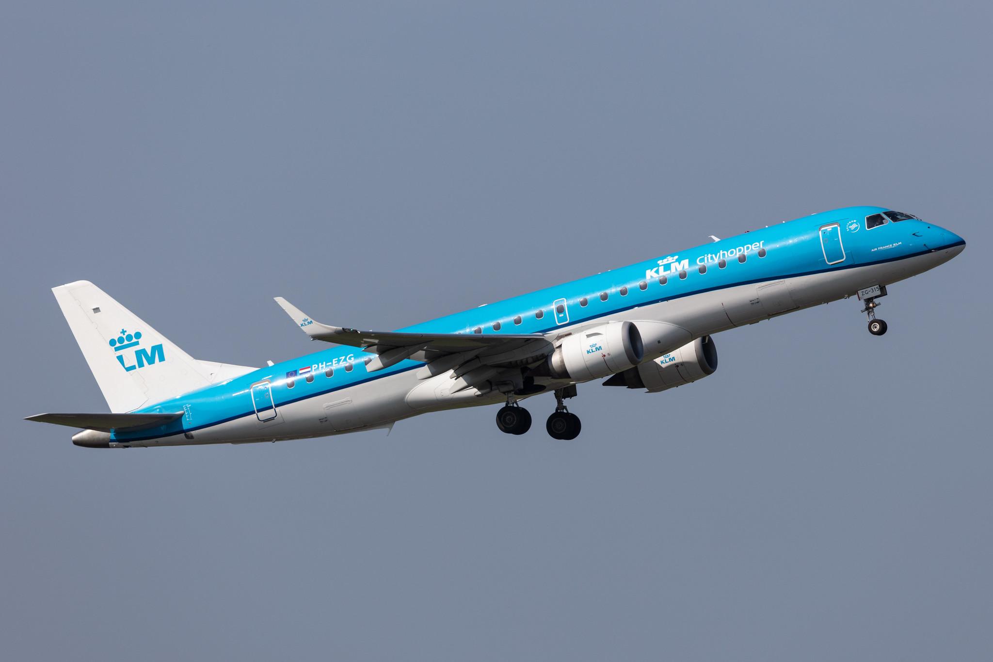 Amsterdam Schiphol: KLM (KL / KLM) | Operator: KLM Cityhopper |  Embraer E190STD E190 | PH-EZG | MSN 19000315