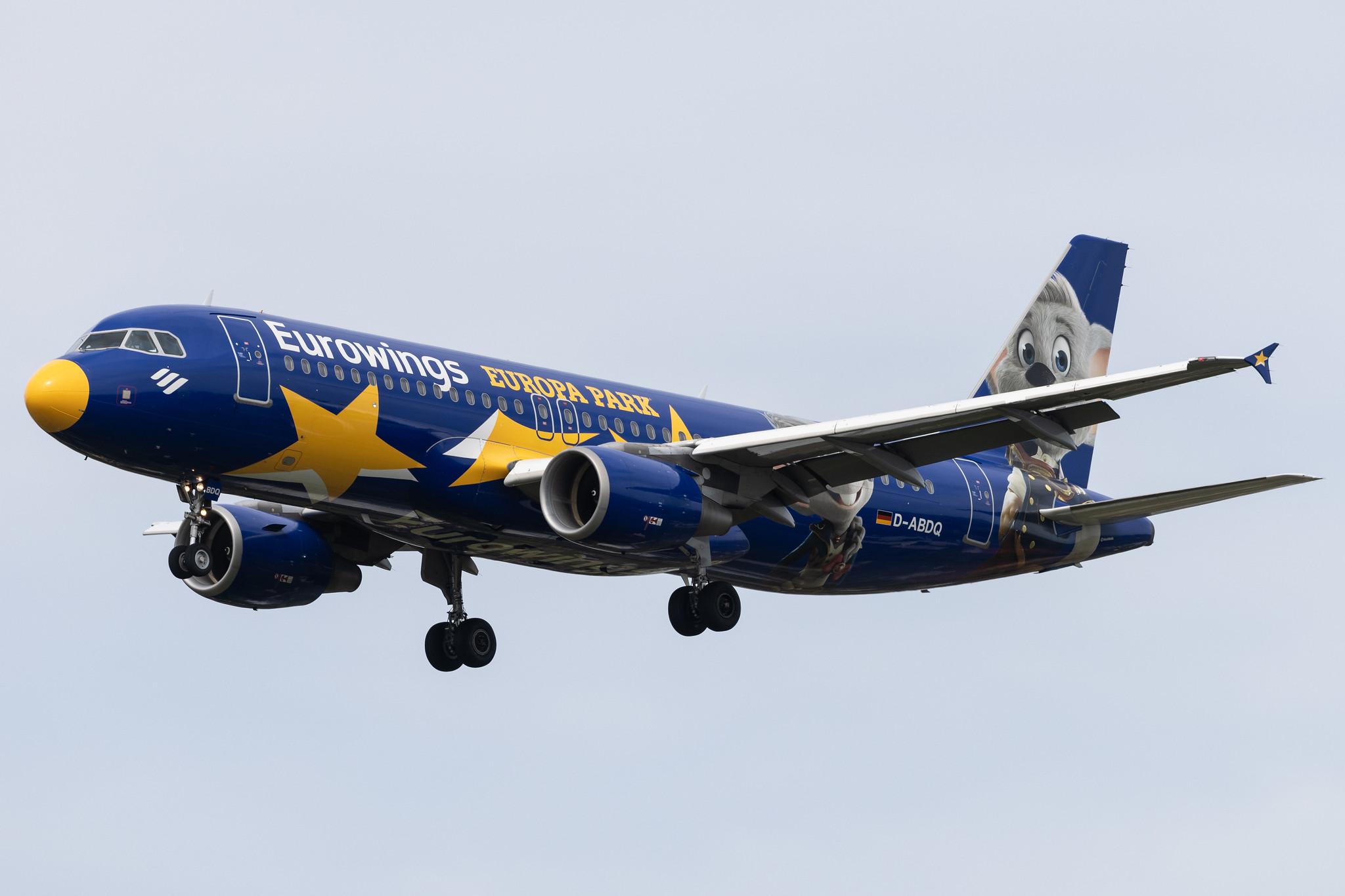 Hamburg Airport: Eurowings (EW / EWG) |  Livery: Europa Park Livery |  Airbus A320-214 A320 | D-ABDQ | MSN 3121