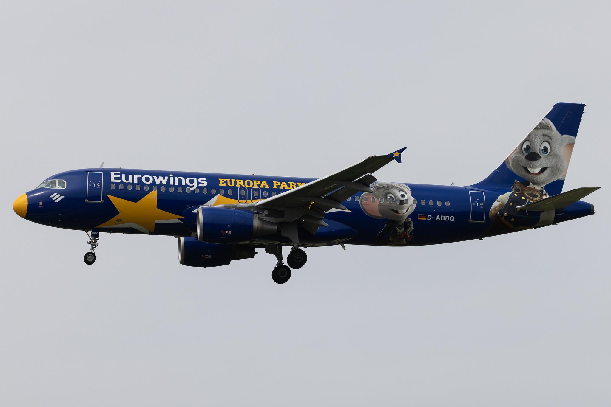 Hamburg Airport: Eurowings (EW / EWG) |  Livery: Europa Park Livery |  Airbus A320-214 A320 | D-ABDQ | MSN 3121