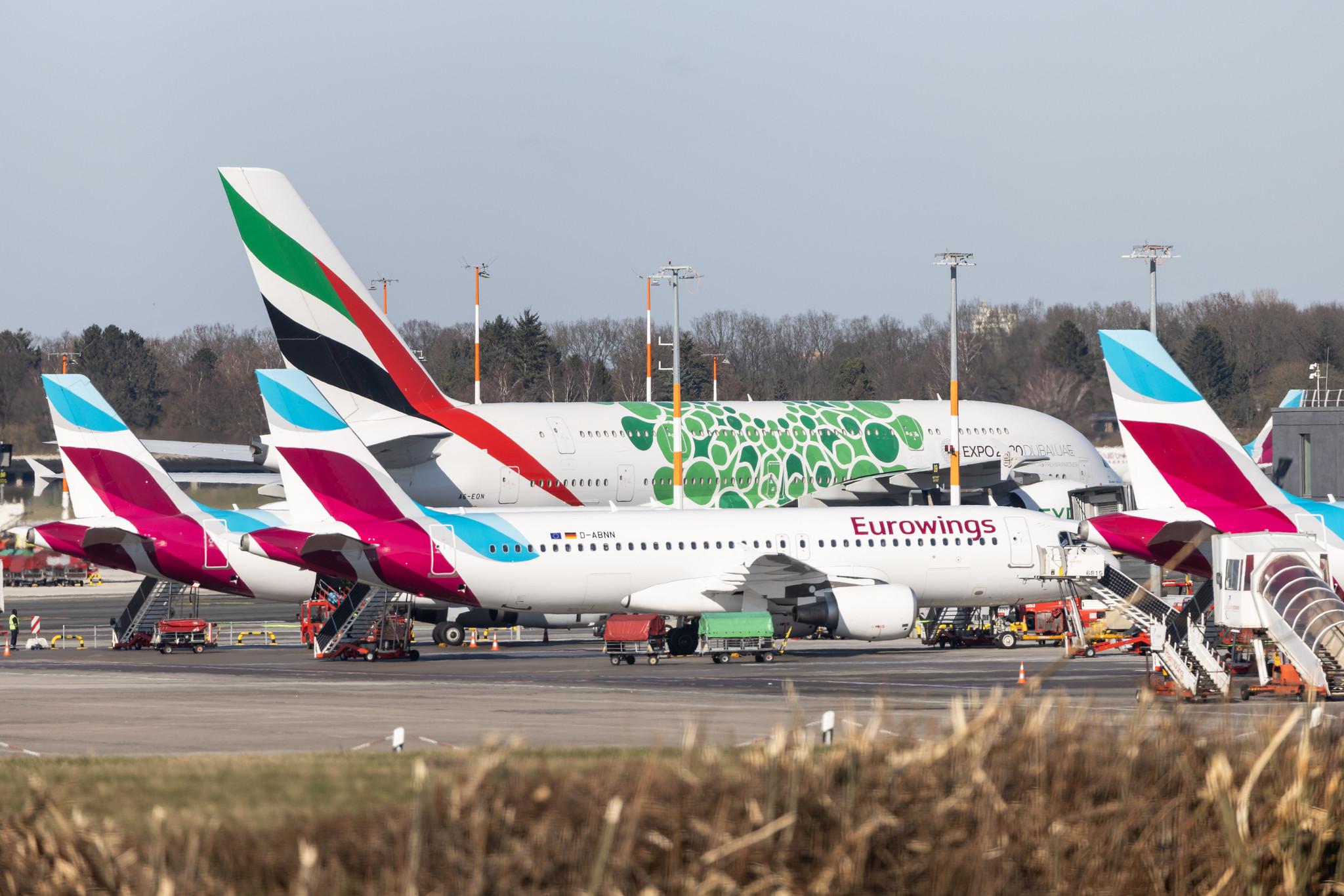 Hamburg Airport: Emirates (EK / UAE) |  Livery: Expo 2020 - Sustainability Livery | Airbus A380-861 A388 | A6-EON | MSN 188