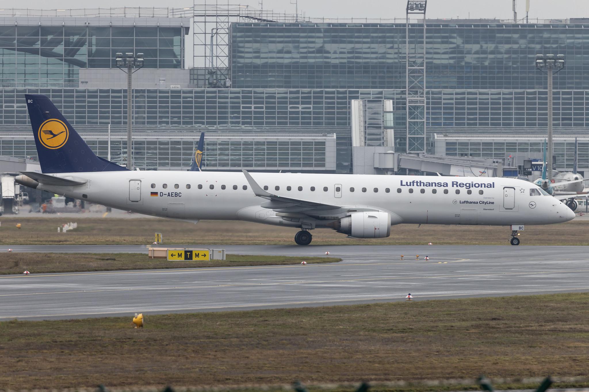 Frankfurt Airport: Lufthansa (LH / DLH) | Operator: Lufthansa CityLine |  Embraer E195LR E195 | D-AEBC | MSN 19000320