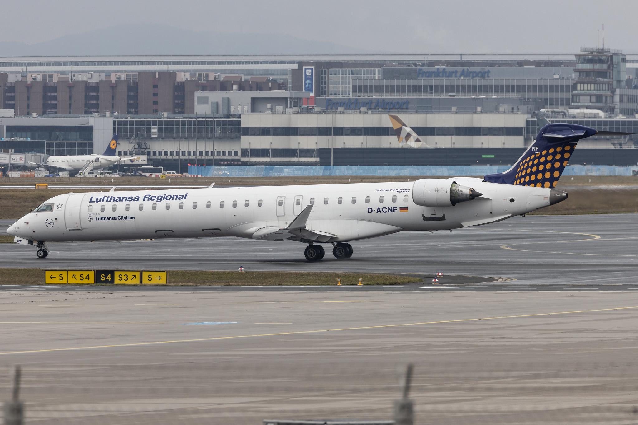 Frankfurt Airport: Lufthansa (LH / DLH) | Operator: Lufthansa CityLine |  Mitsubishi CRJ-900LR CRJ9 | D-ACNF | MSN 15243