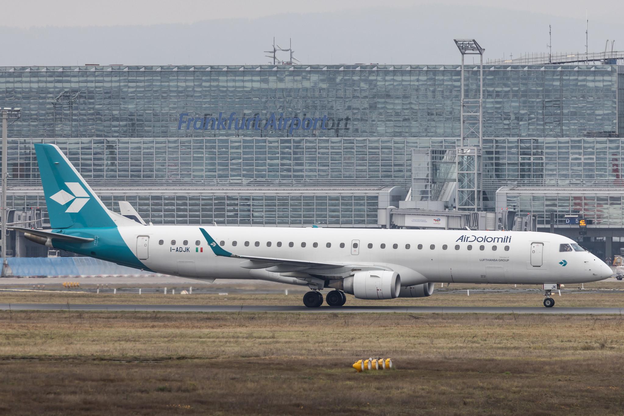 Frankfurt Airport: Air Dolomiti (EN / DLA) |  Embraer E195LR E195 | I-ADJK | MSN 19000245