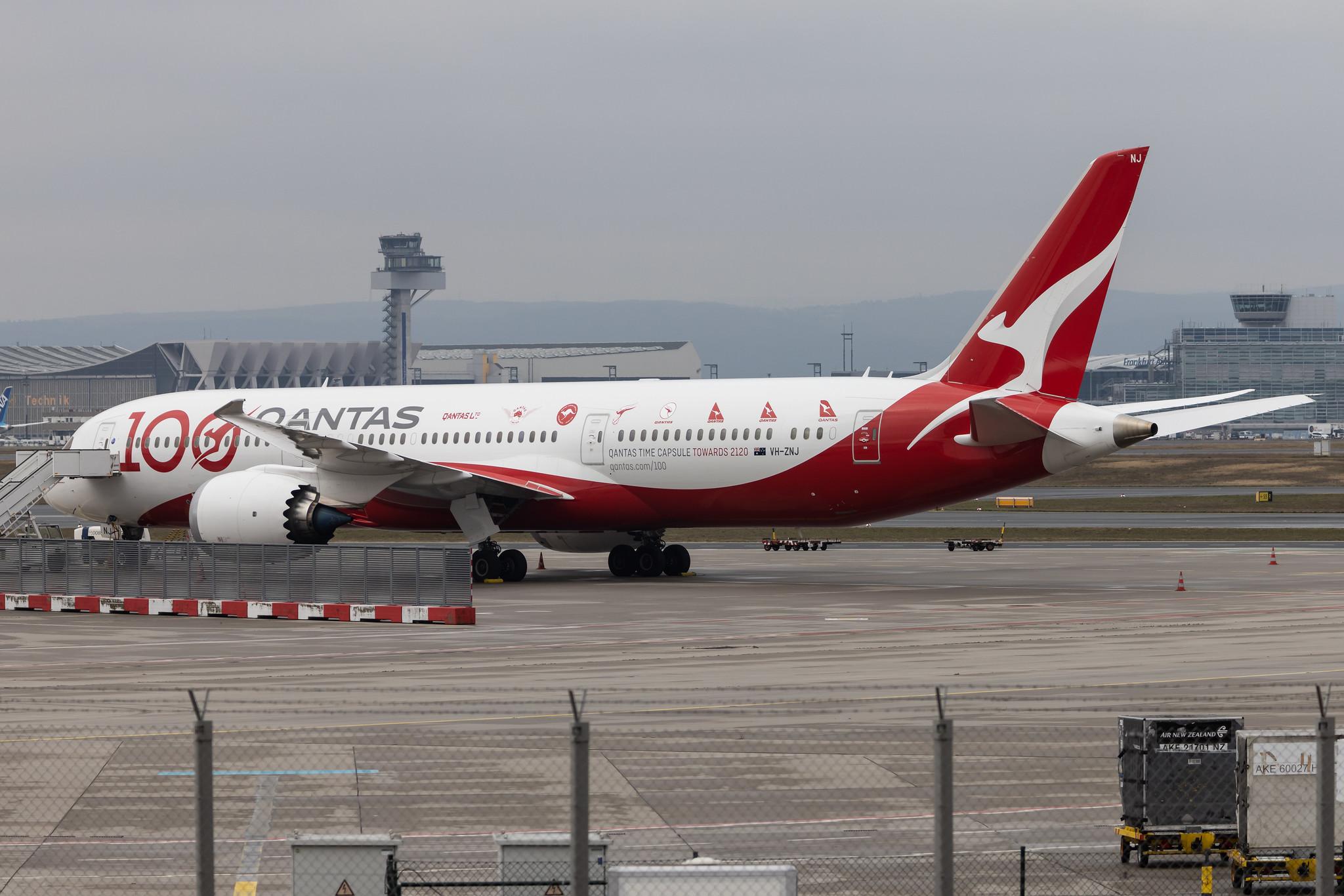 Frankfurt Airport: Qantas (QF / QFA) |  Livery: 100th Anniversary Livery |  Boeing 787-9 Dreamliner B789 | VH-ZNJ | MSN 66074