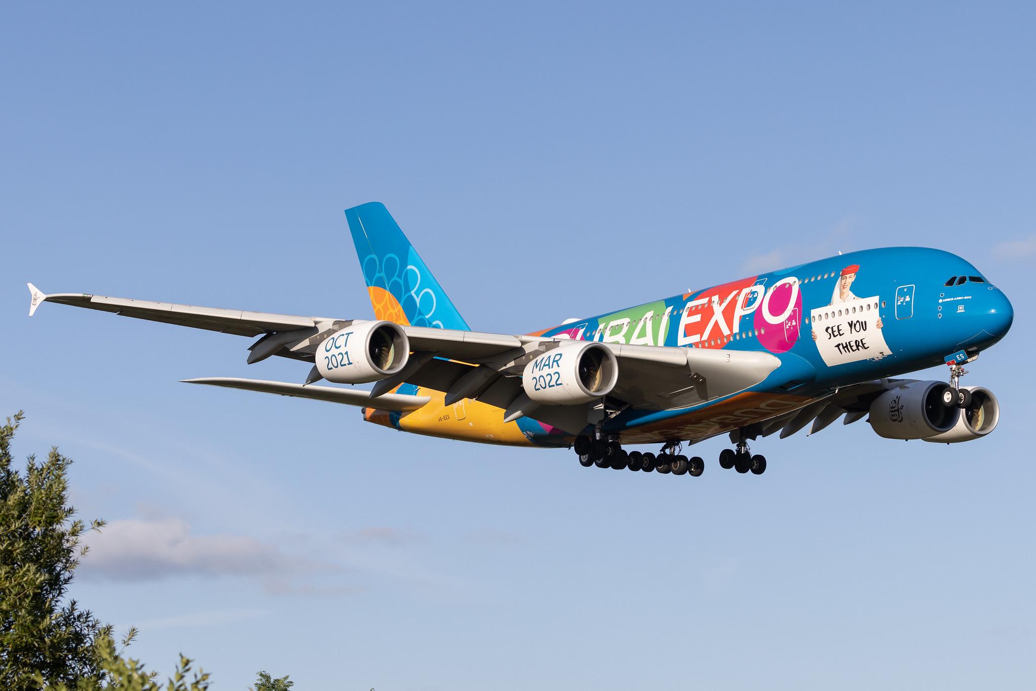 Hamburg Airport: Emirates (EK / UAE) | Livery: Dubai Expo Livery | Airbus A380-861 A388 | A6-EES | MSN 140