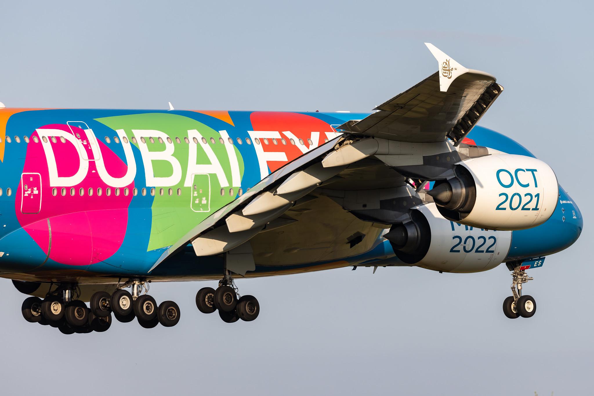 Hamburg Airport: Emirates (EK / UAE) | Livery: Dubai Expo Livery | Airbus A380-861 A388 | A6-EES | MSN 140