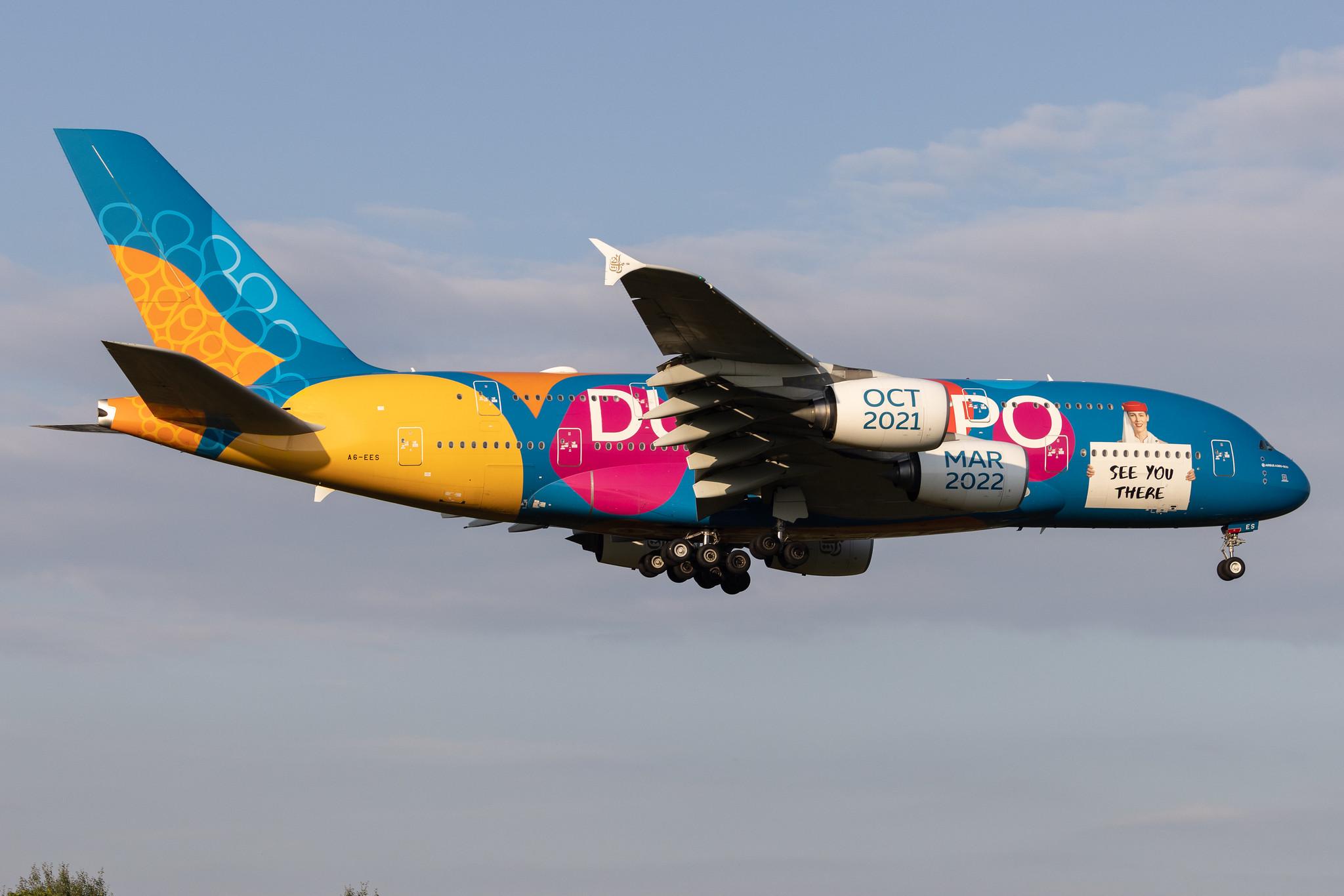 Hamburg Airport: Emirates (EK / UAE) | Livery: Dubai Expo Livery | Airbus A380-861 A388 | A6-EES | MSN 140