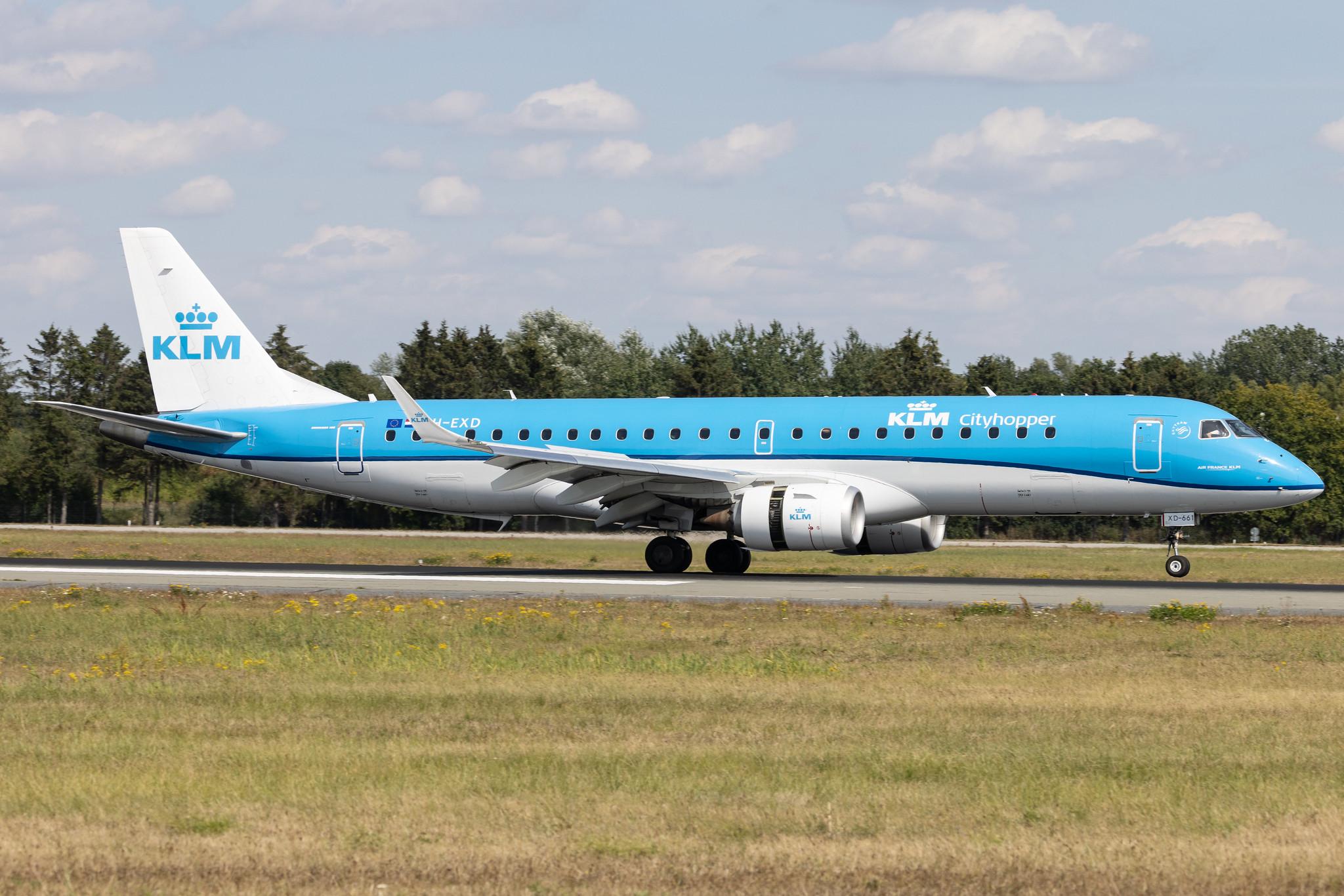 Hamburg Airport: KLM (KL / KLM) | Operator: KLM Cityhopper | Embraer E190STD E190 | PH-EXD | MSN 19000661