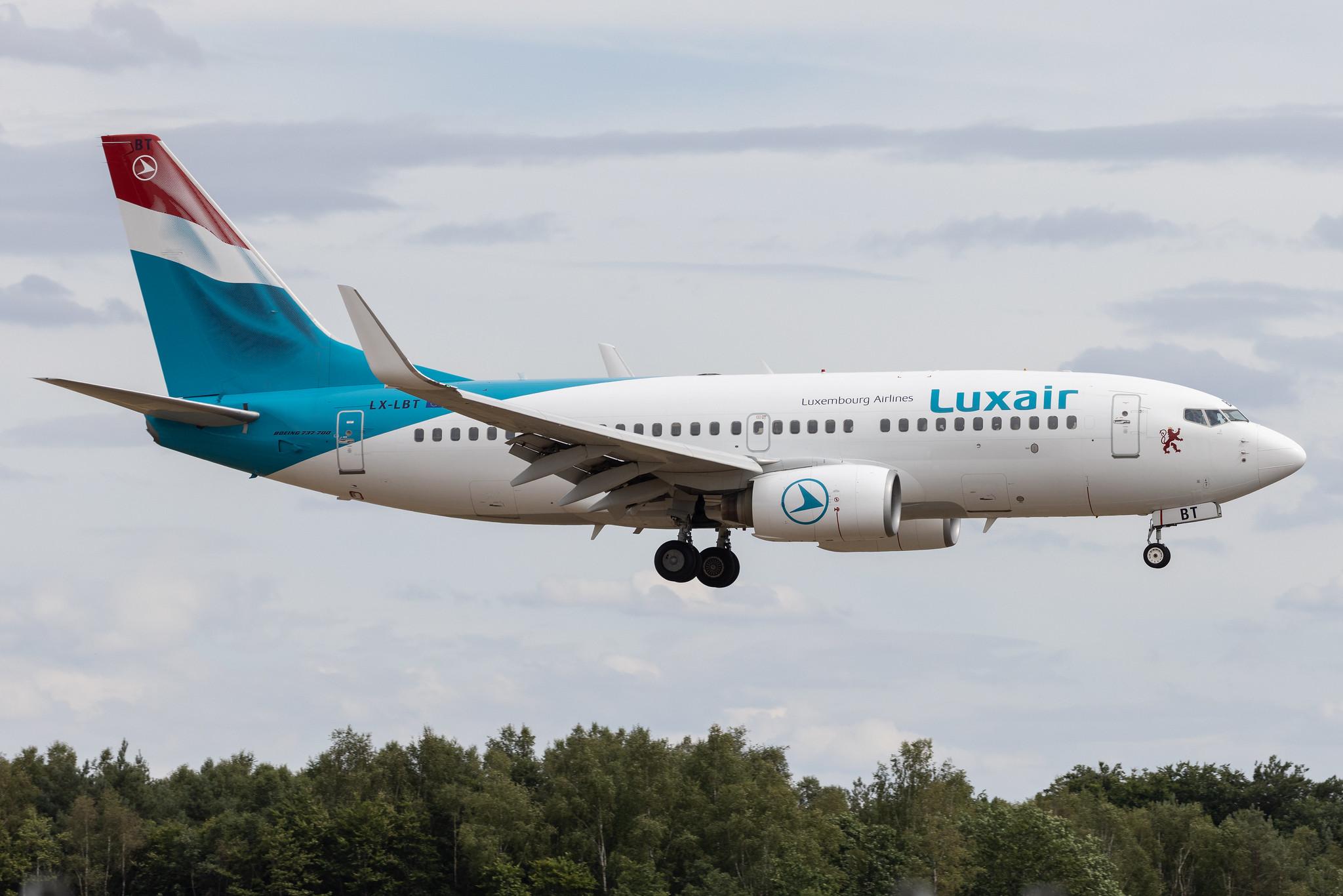 Luxembourg Findel Airport: Luxair (LG / LGL) |  Boeing 737-7K2 B737 | LX-LBT | MSN 30371