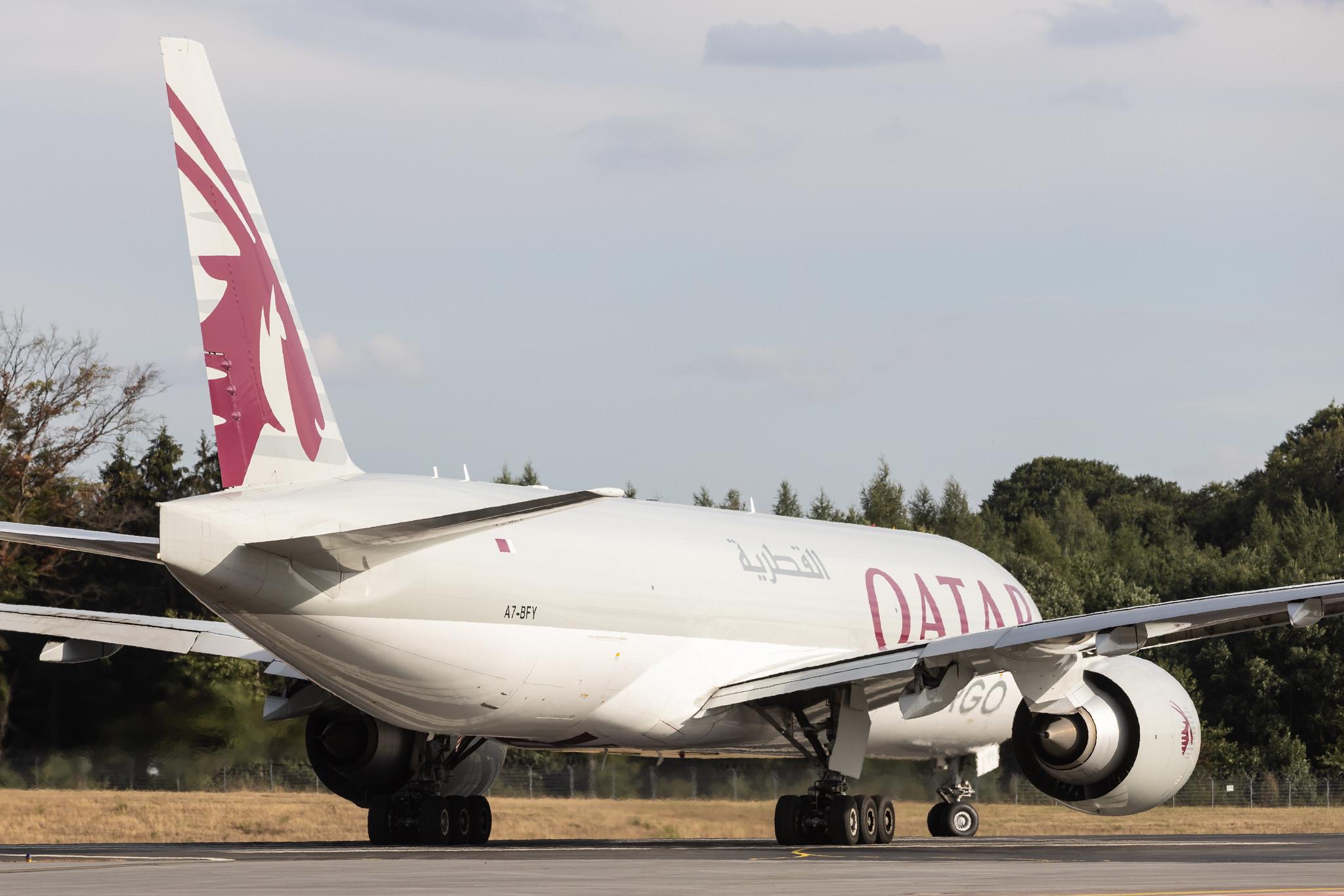Luxembourg Findel Airport: Qatar Cargo (QR / QTR) | Operator: Qatar Airways |  Boeing 777-F B77L | A7-BFY | MSN 66871