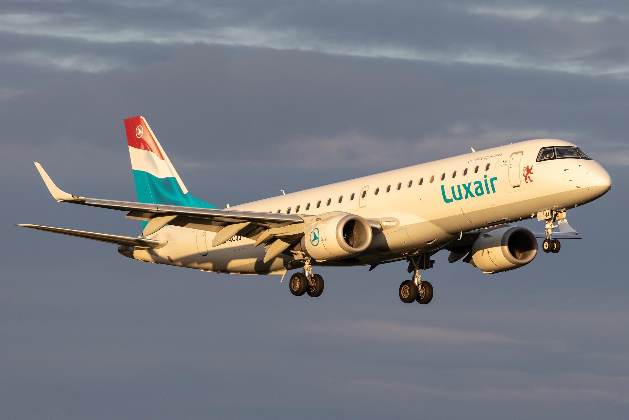 Luxembourg Findel Airport: Luxair (LG / LGL) | Operator: German Airways | Embraer E190LR E190 | D-ACJJ | MSN 19000114