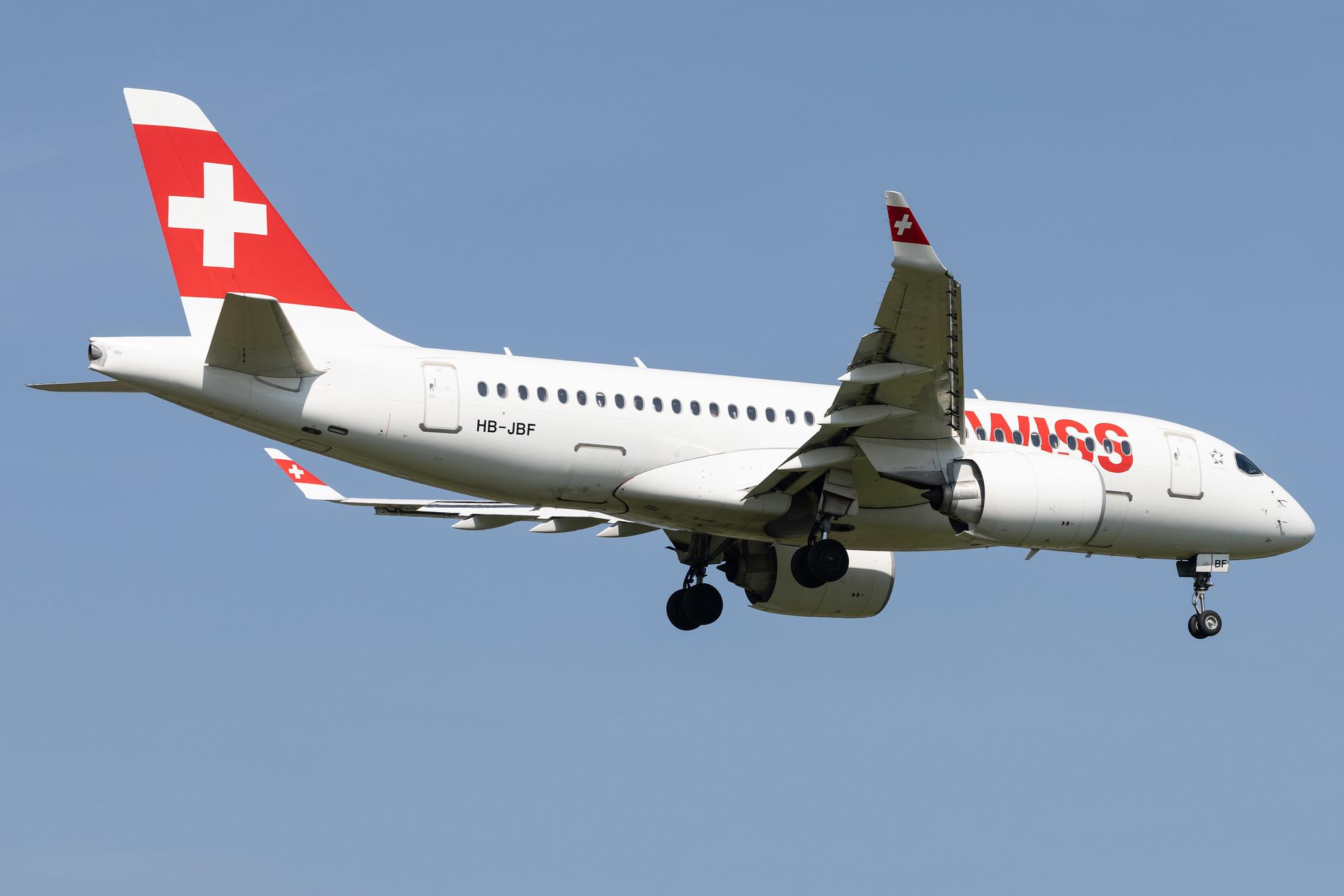 London Heathrow: Swiss (LX / SWR) |  Airbus A220-100 BCS1 | HB-JBF | MSN 50015