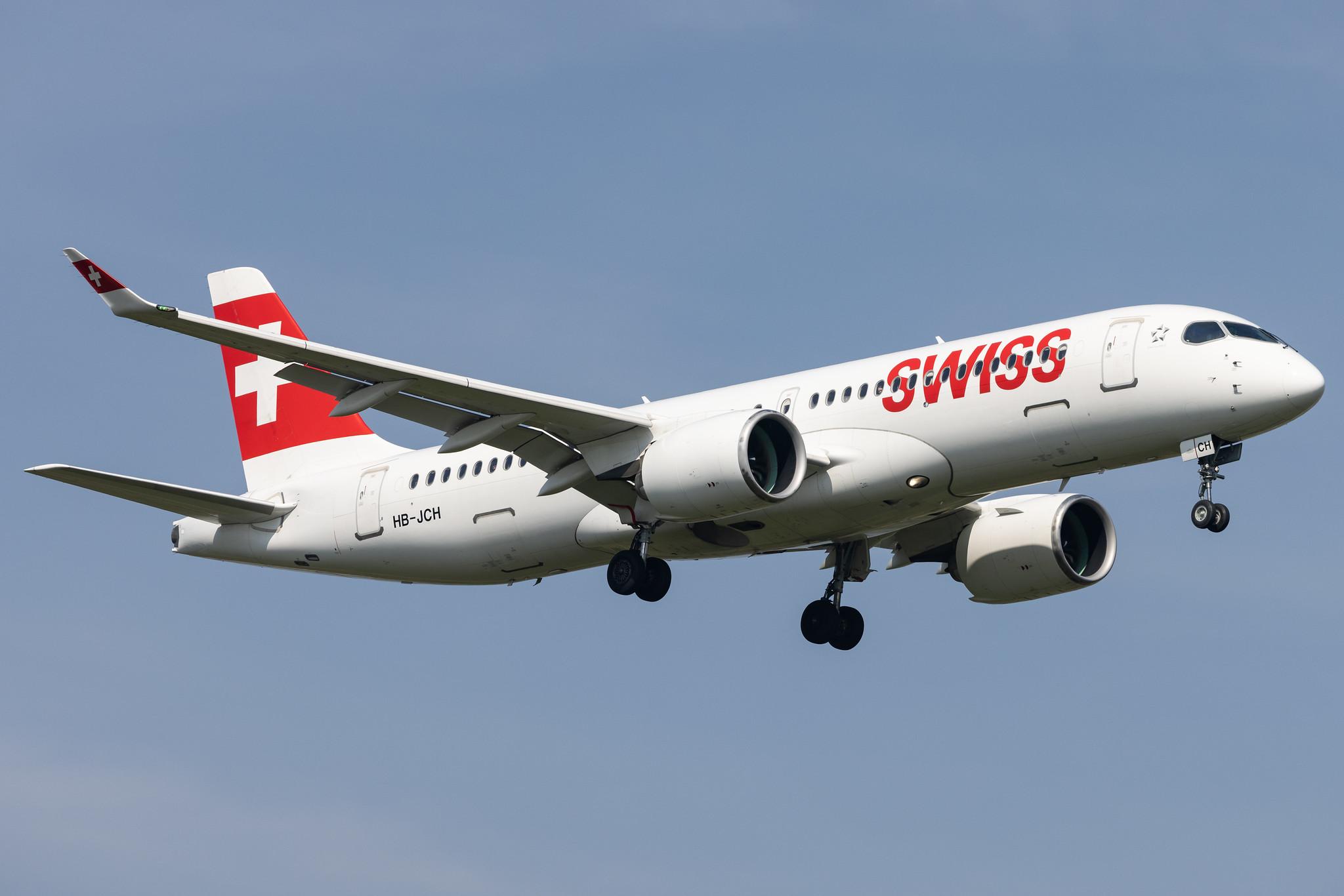 London Heathrow: Swiss (LX / SWR) |   Airbus A220-300 BCS3 | HB-JCH | MSN 55021