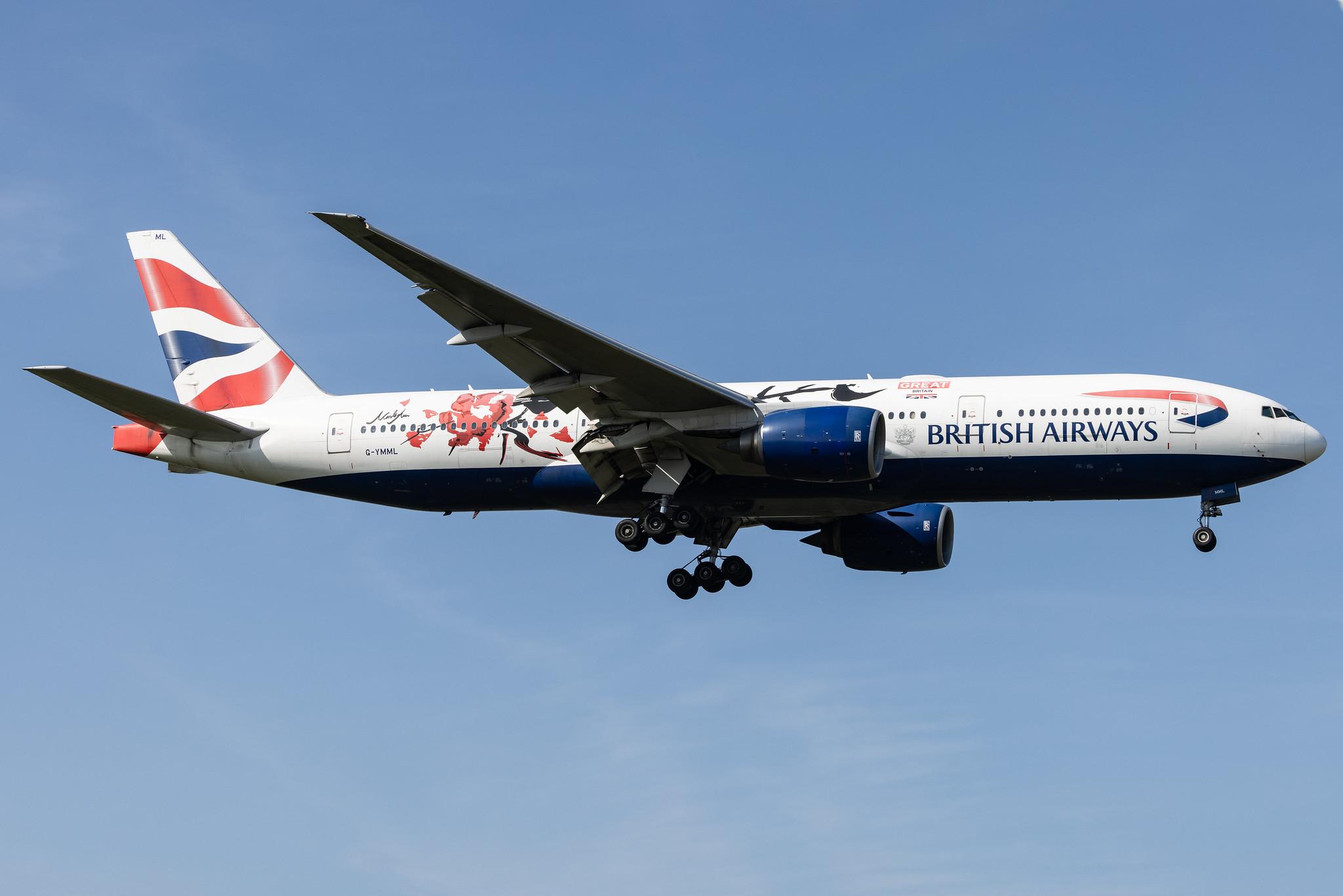 London Heathrow: British Airways (BA / BAW) |  Livery: GREAT Festival of Creativity |  Boeing 777-236(ER) B772 | G-YMML | MSN 30313