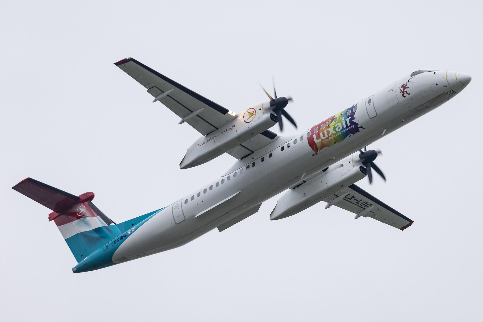 Hamburg Airport: Luxair (LG / LGL) | Livery: Be pride, be Luxembourg Livery | De Havilland Canada Dash 8-400 DH8D | LX-LQC | MSN 4513