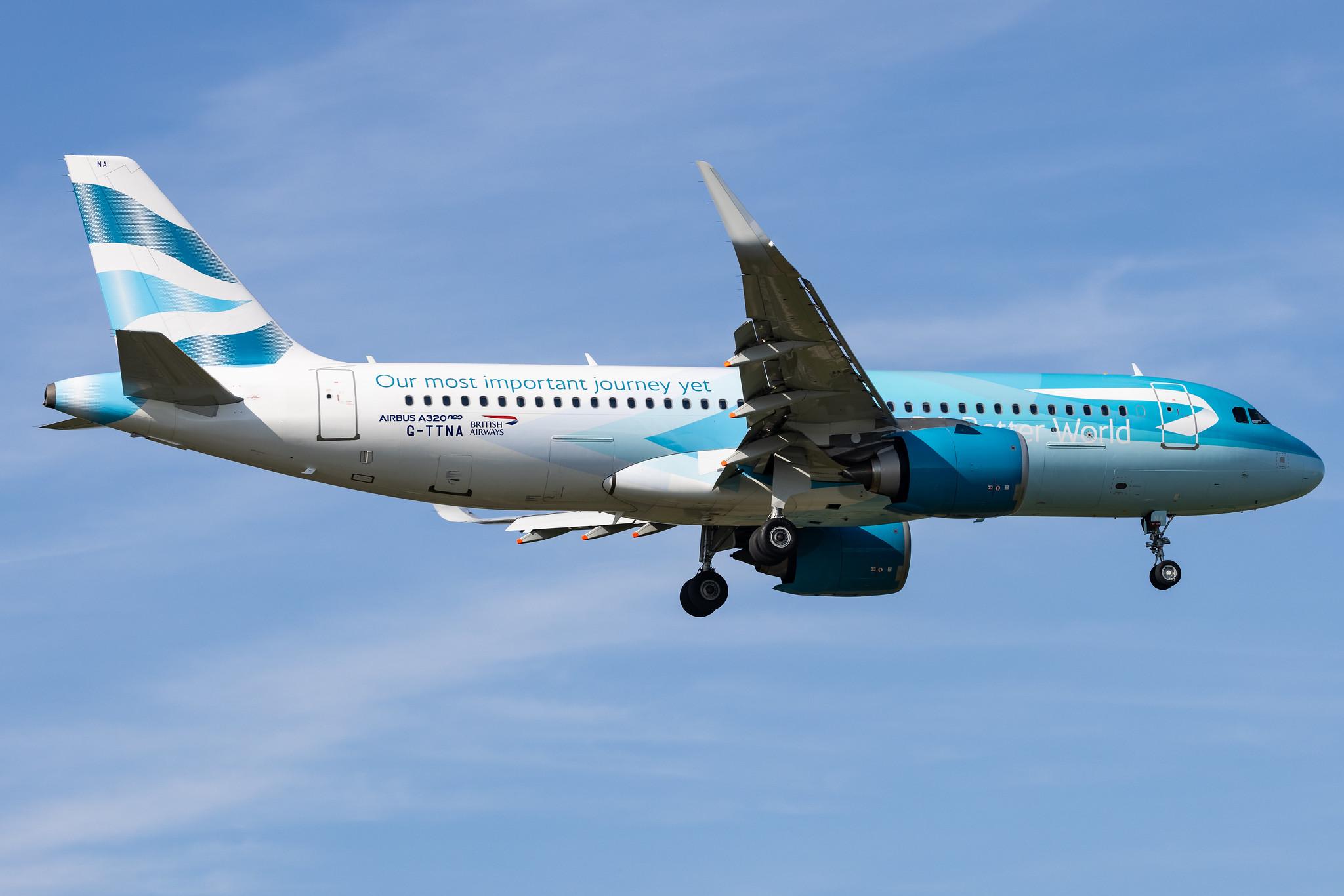 London Heathrow: British Airways (BA / BAW) |  Livery: BA Better World Livery |  Airbus A320-251N A20N | G-TTNA | MSN 8108
