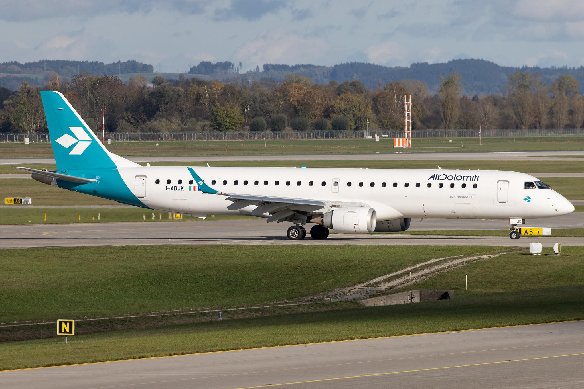 Munich Airport: Air Dolomiti (EN / DLA) | Embraer E195LR E195 | I-ADJK | MSN 19000245