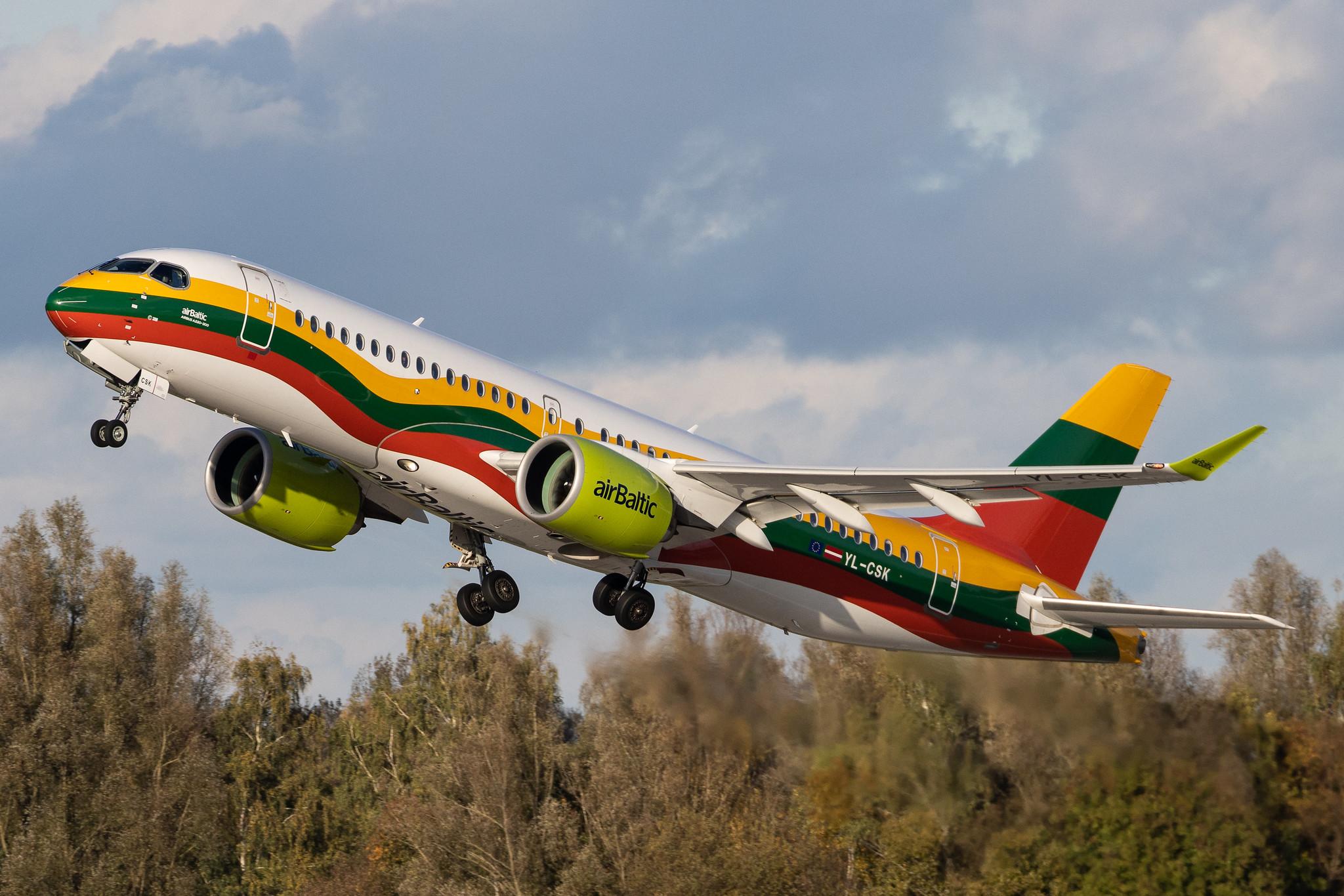 Munich Airport: Air Baltic (BT / BTI) | Livery: Lithuanian Flag Livery | Airbus A220-300 BCS3 | YL-CSK | MSN 55039