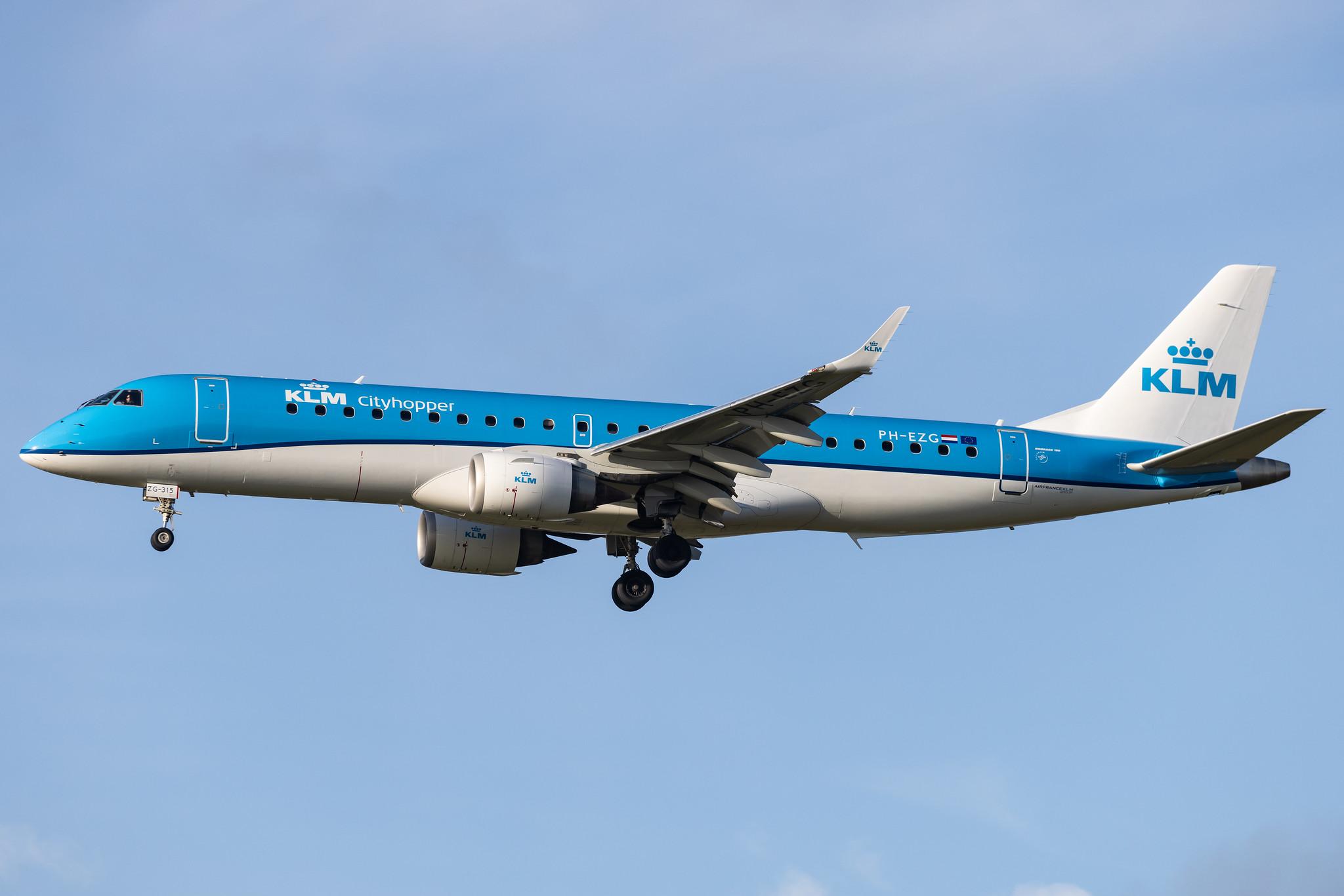 Amsterdam Schiphol: KLM (KL / KLM) | Operator: KLM Cityhopper | Embraer E190STD E190 | PH-EZG | MSN 19000315