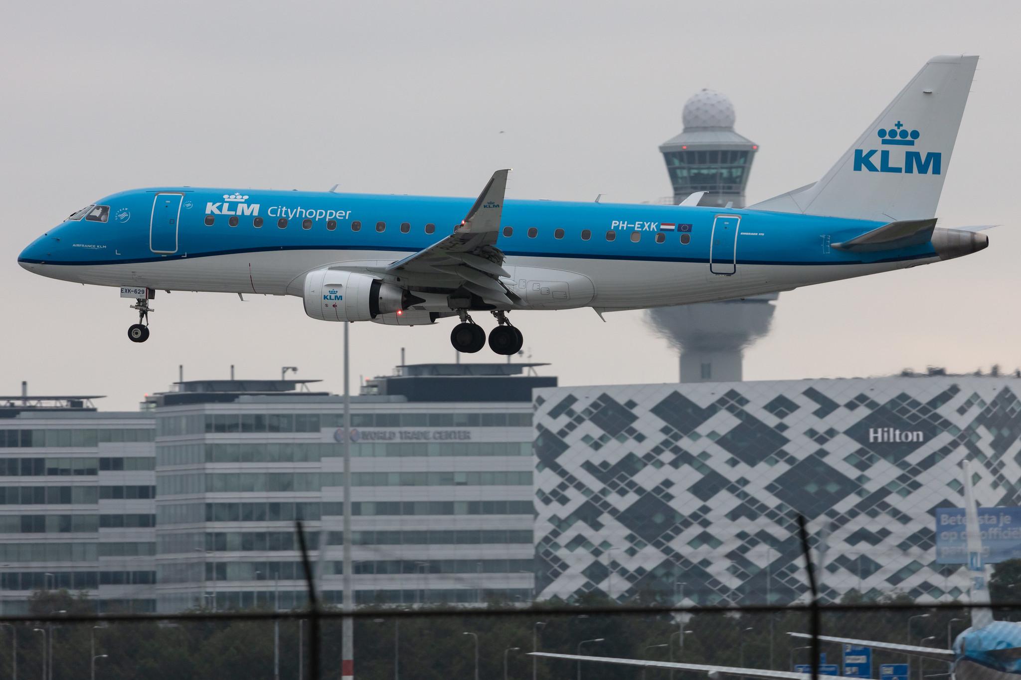 Amsterdam Schiphol: KLM (KL / KLM) | Operator: KLM Cityhopper |  Embraer E175STD E75L | PH-EXK | MSN 17000629