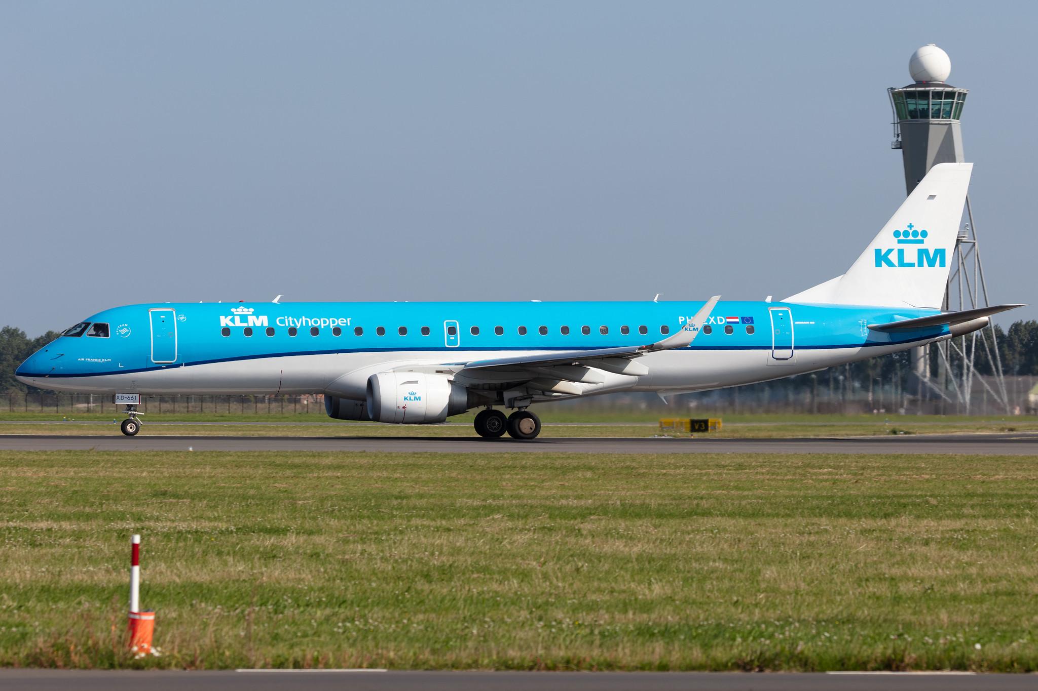 Amsterdam Schiphol: KLM (KL / KLM) | Operator: KLM Cityhopper |  Embraer E190STD E190 | PH-EXD | MSN 19000661
