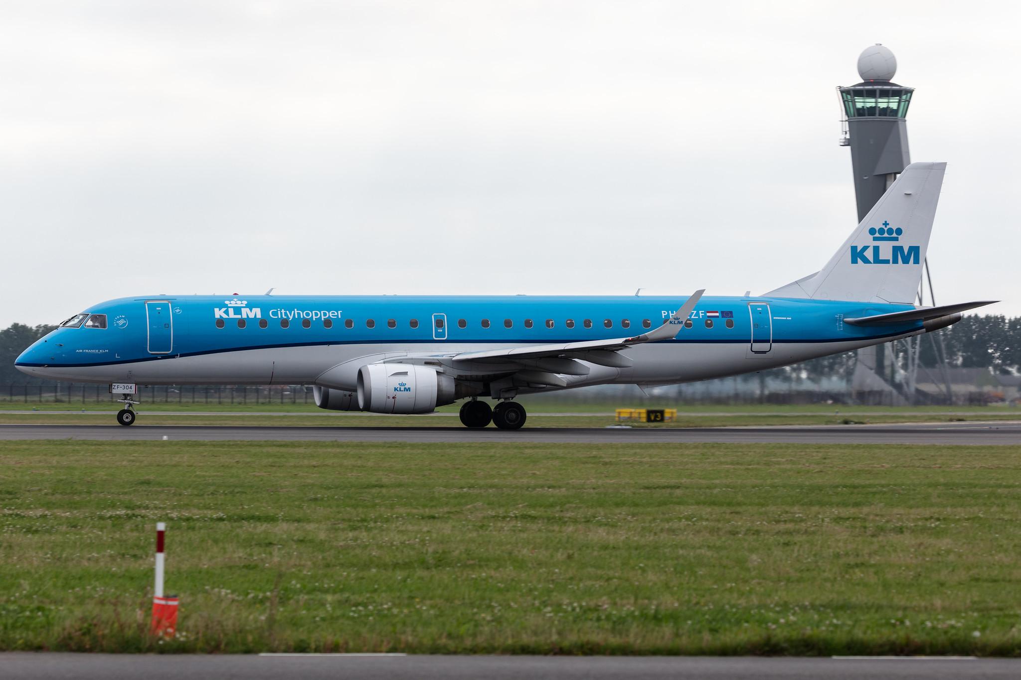 Amsterdam Schiphol: KLM (KL / KLM) | Operator: KLM Cityhopper |  Embraer E190STD E190 | PH-EZF | MSN 19000304