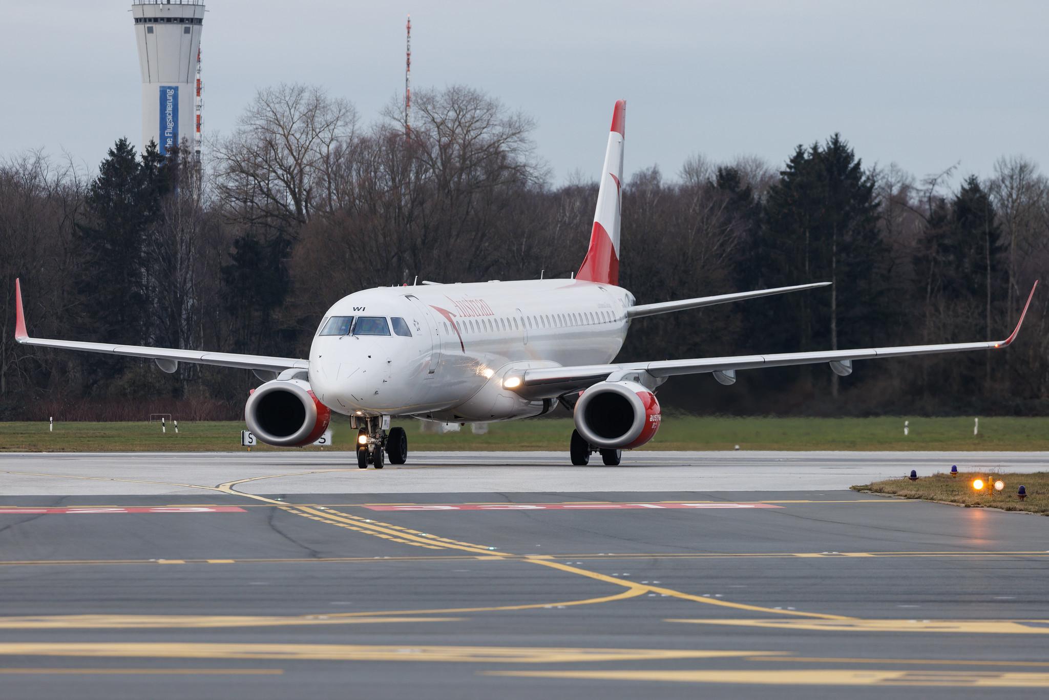 Hamburg Airport: Austrian Airlines (OS / AUA) | Embraer E195LR E195 | OE-LWI | MSN 19000500
