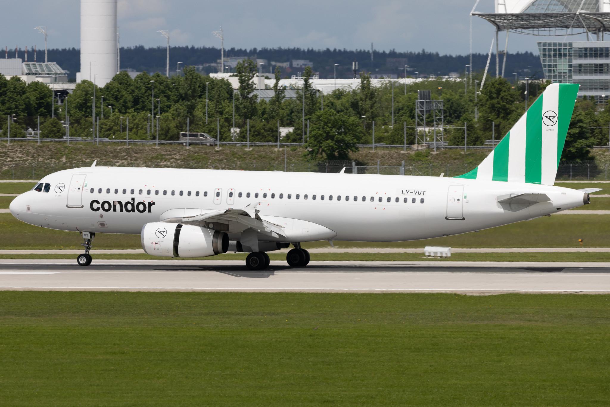 Munich Airport: Condor (DE / CFG) | Operator: Heston Airlines | Airbus A320-232 A320 | LY-VUT | MSN 03275