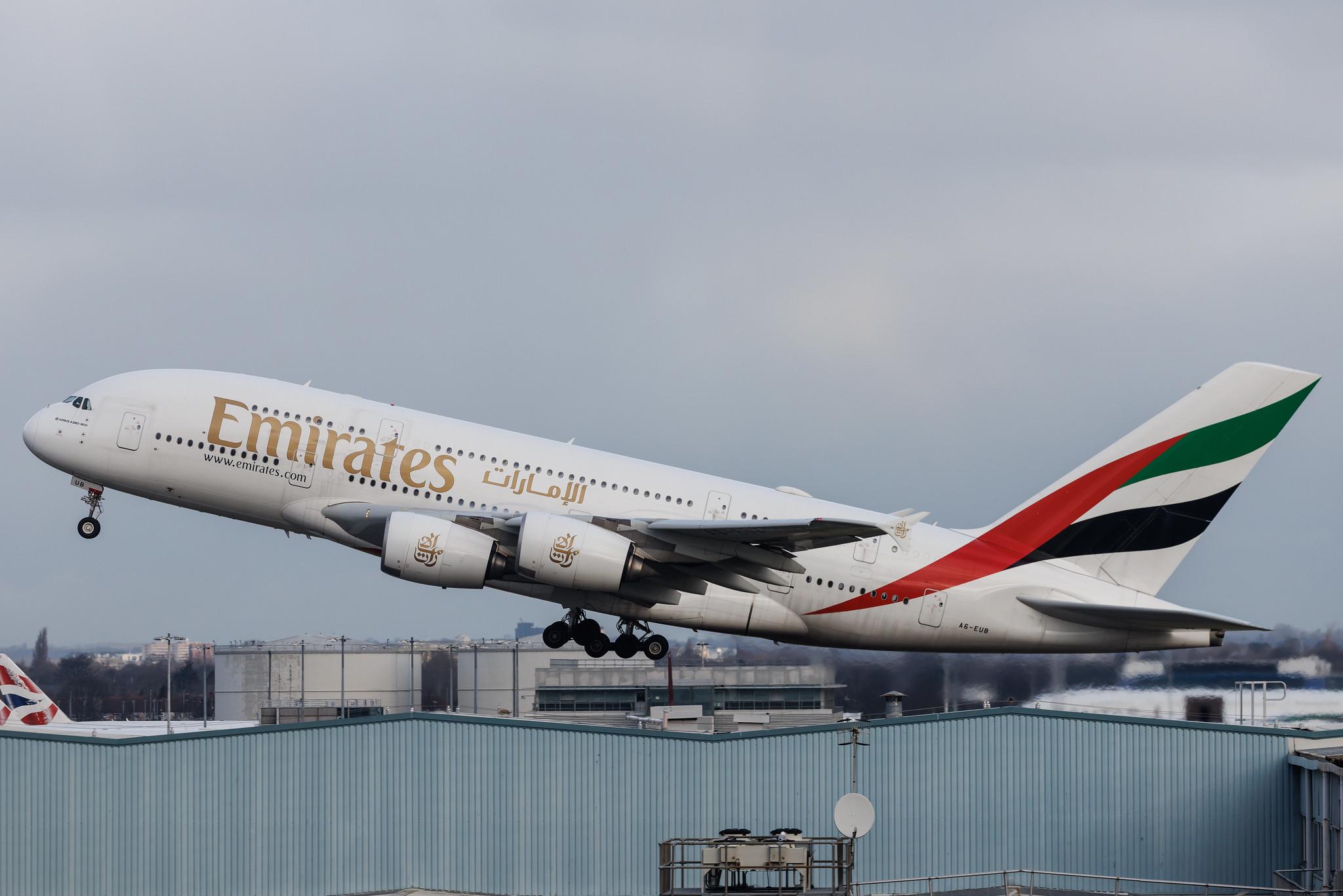 London Heathrow: Emirates (EK / UAE) | Airbus A380-861 A388 | A6-EUB | MSN 213