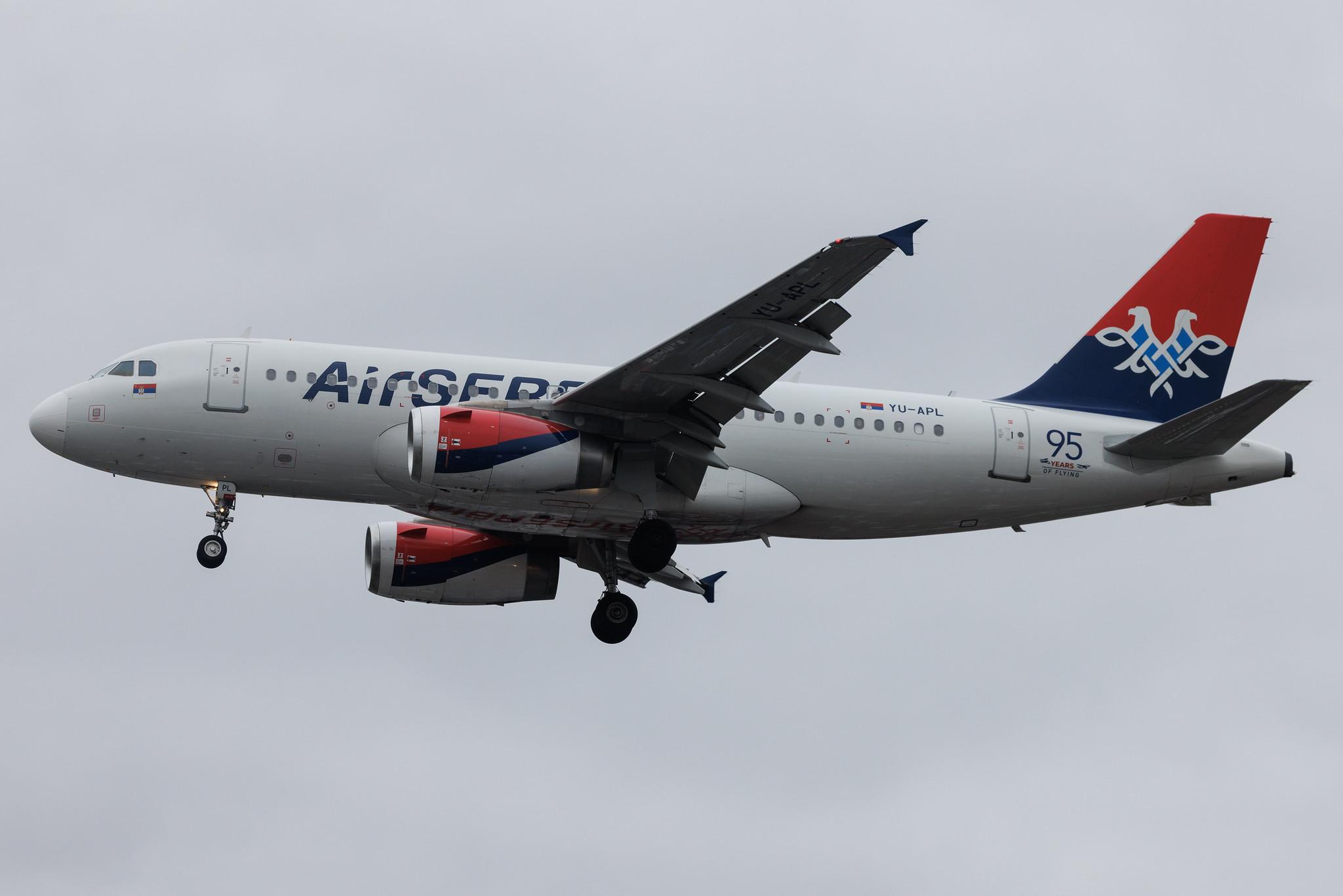 London Heathrow: AirSERBIA (JU / ASL) |  Airbus A319-132 A319 | YU-APL | MSN 04282