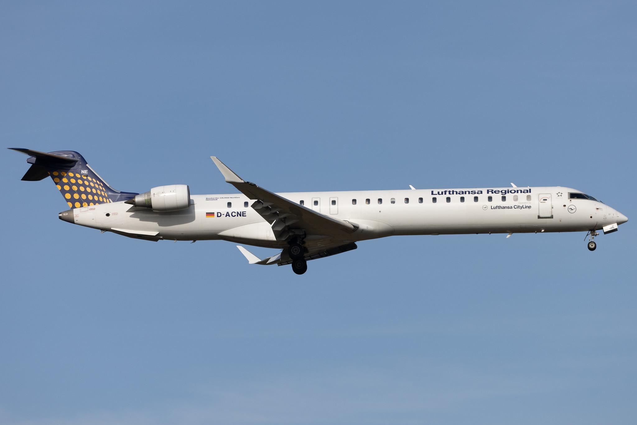 Frankfurt Airport: Lufthansa (LH / DLH) | Operator: Lufthansa CityLine | Mitsubishi CRJ-900LR CRJ9 | D-ACNE | MSN 15241