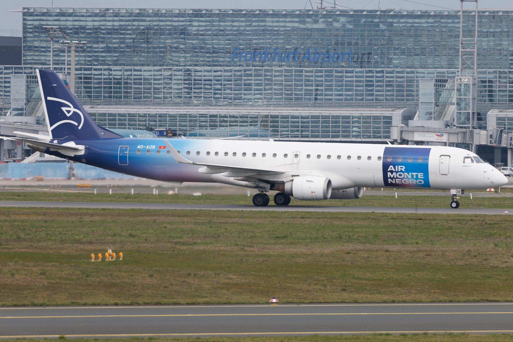 Frankfurt Airport: Montenegro Airlines (YM / MGX) | Embraer E195LR E195 | 4O-AOB | MSN 19000283