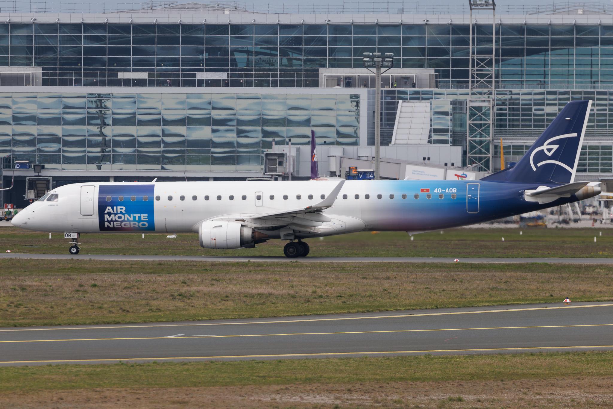 Frankfurt Airport: Montenegro Airlines (YM / MGX) | Embraer E195LR E195 | 4O-AOB | MSN 19000283