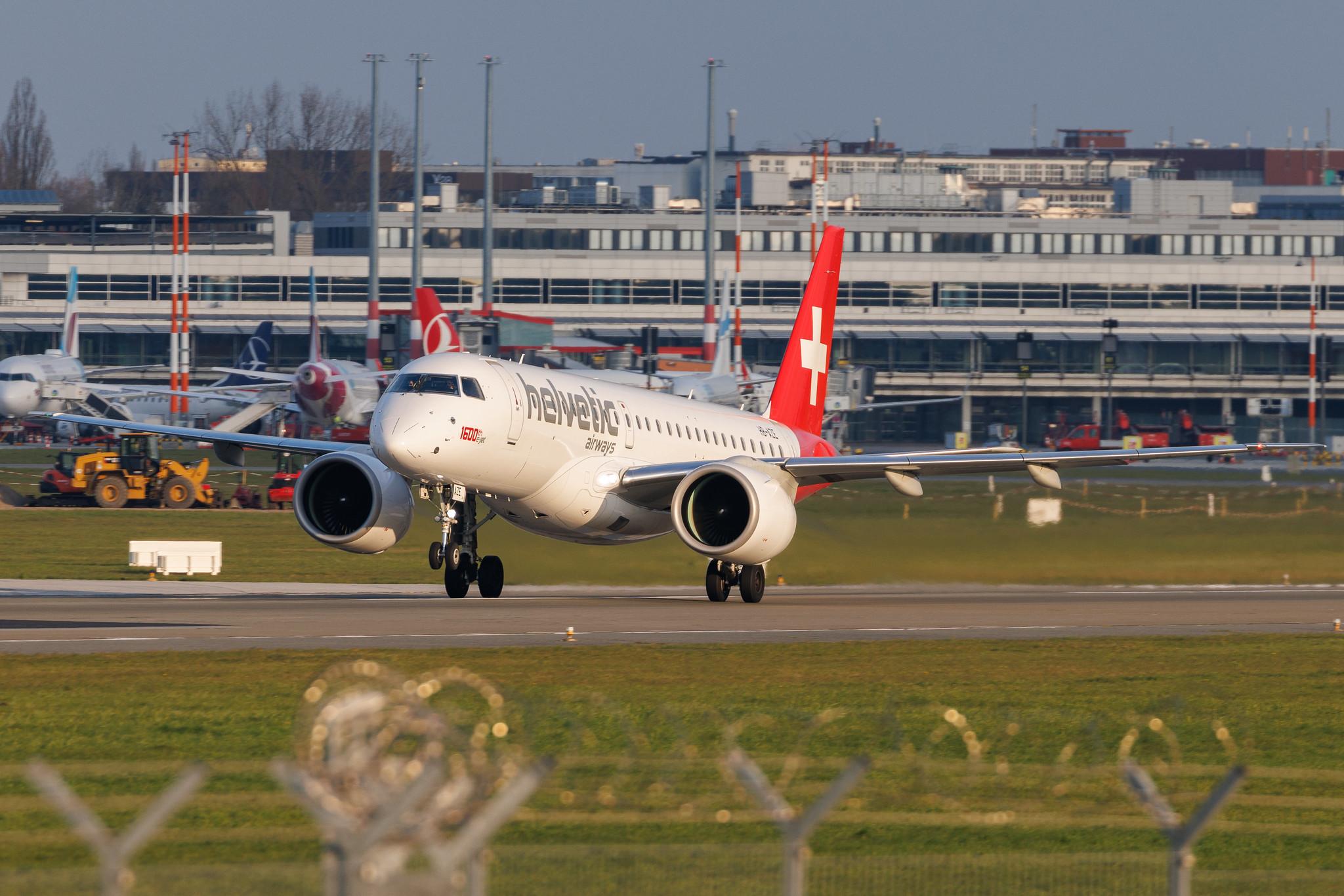 Hamburg Airport: Helvetic Airways (2L / OAW) | Livery: 1600th E-jet sticker | Embraer E190-E2 E290 | HB-AZE | MSN 19020038