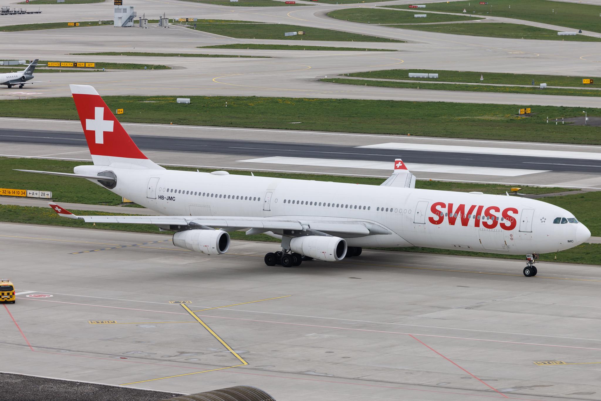 Flughafen Zürich: Swiss (LX / SWR) | Airbus A340-313 A343 | HB-JMC | MSN 0546