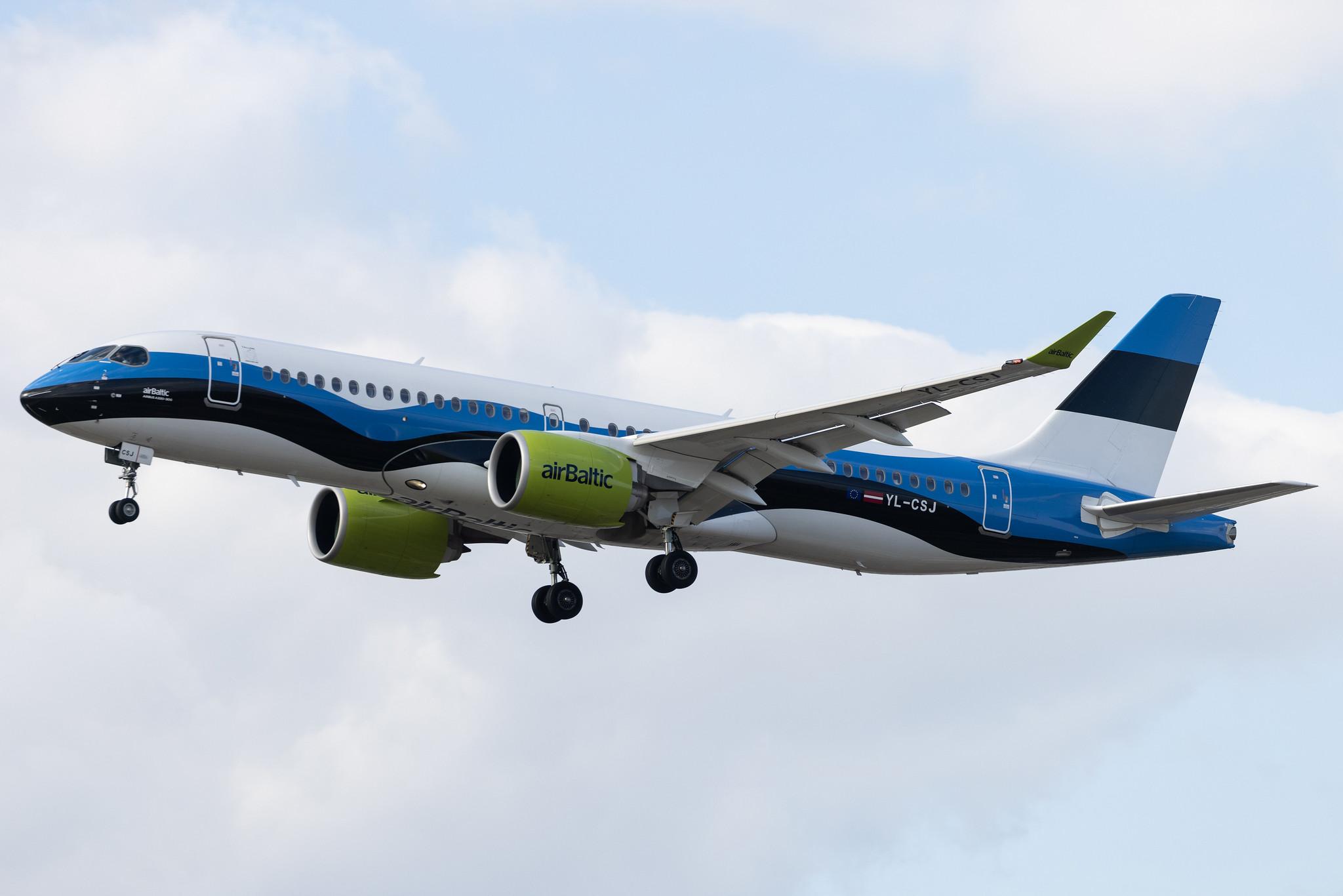 Frankfurt Airport: Air Baltic (BT / BTI) | Livery: Estonian Flag Livery | Airbus A220-300 BCS3 | YL-CSJ | MSN 55038