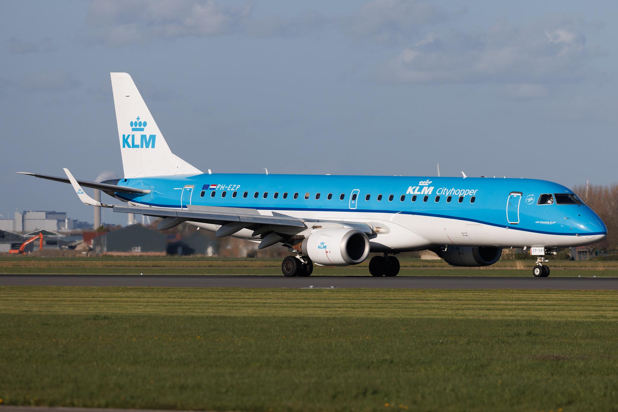Amsterdam Schiphol: KLM (KL / KLM) | Operator: KLM Cityhopper | Embraer E190STD E190 | PH-EZP | MSN 19000347