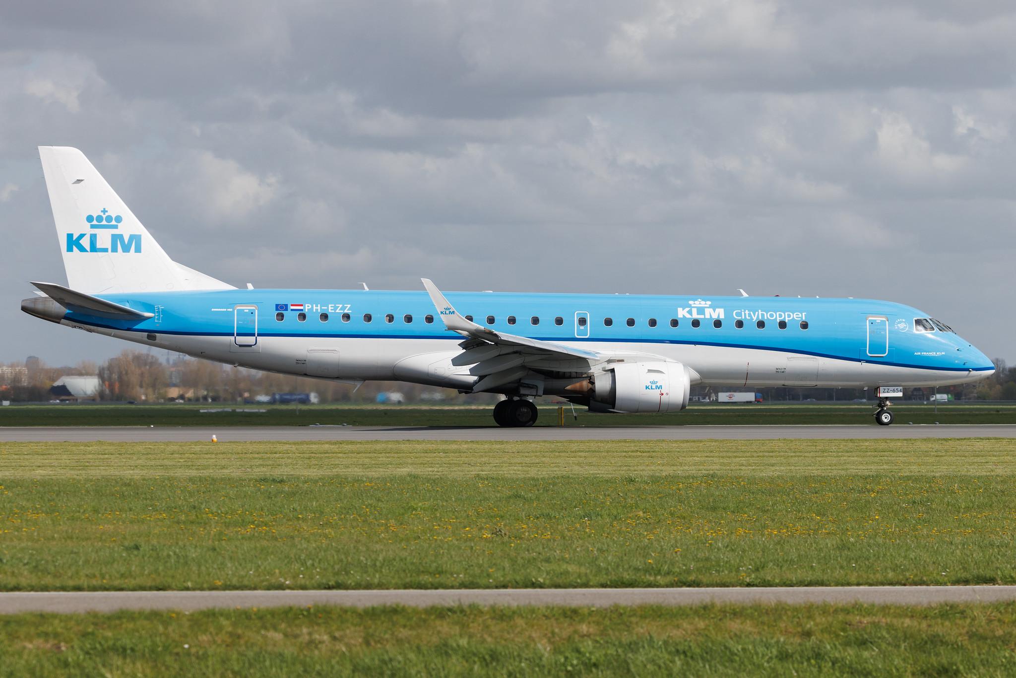 Amsterdam Schiphol: KLM (KL / KLM) | Operator: KLM Cityhopper | Embraer E190STD E190 | PH-EZZ | MSN 19000654