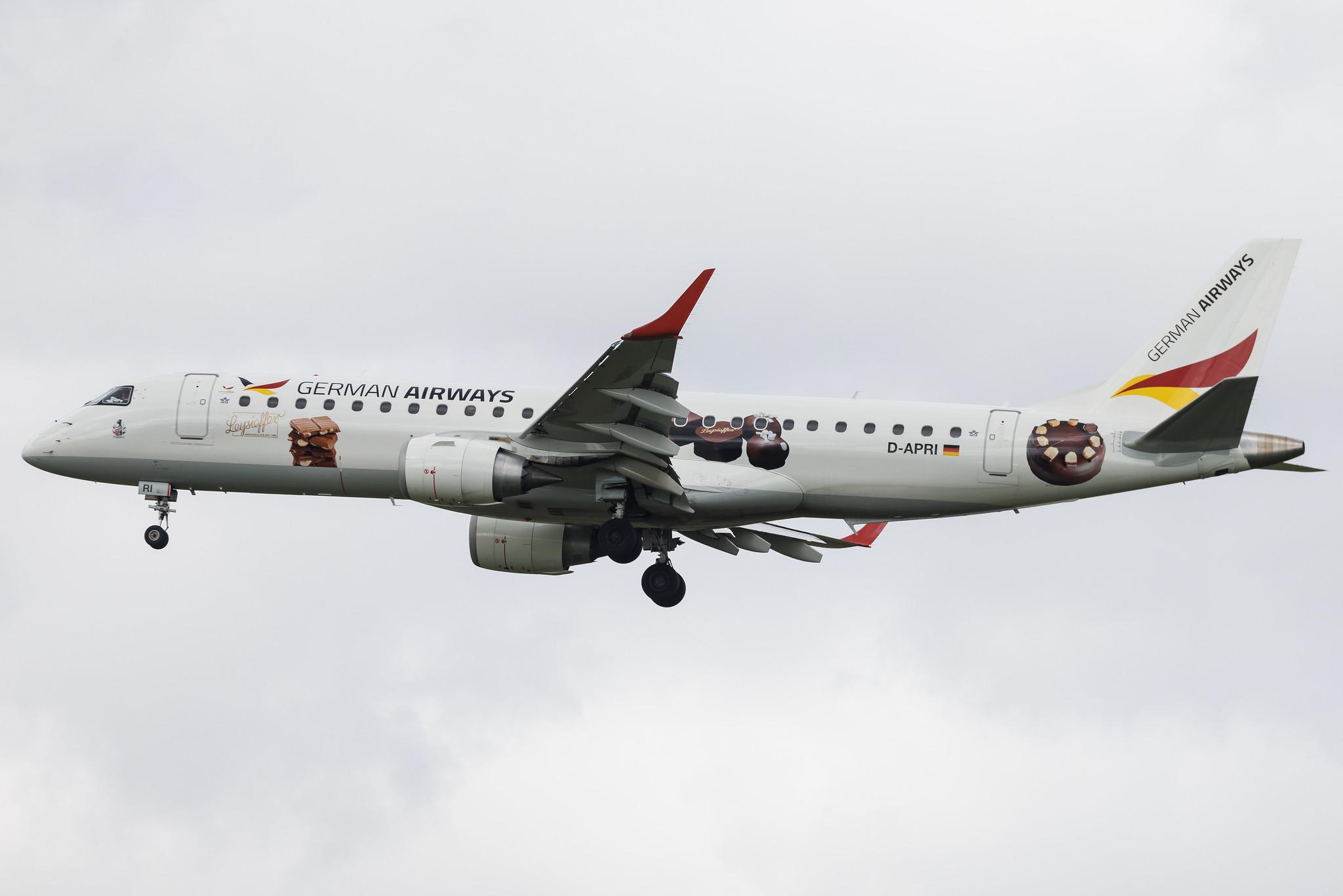 Amsterdam Schiphol: German Airways (ZQ / GER) | Livery: Leysieffer Chocolaterie Livery | Embraer E190SR E190 | D-APRI | MSN 19000178