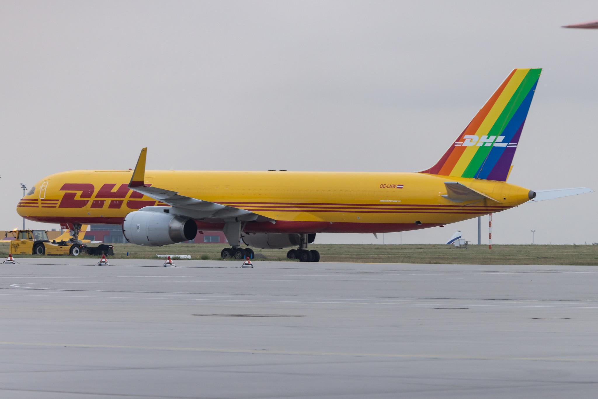 Leipzig Halle Airport: DHL (D0 / DHK) | Livery: Delivered with Pride | Operator: DHL Air Austria | Boeing 757-223(PCF) B752 | OE-LNW | MSN 29428