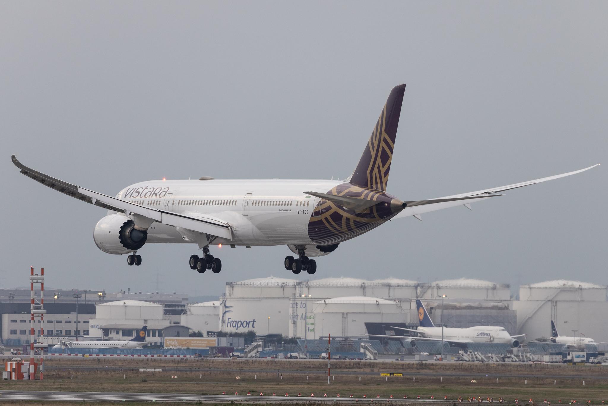 Frankfurt Airport: Vistara (UK / VTI) | Boeing 787-9 Dreamliner B789 | VT-TSE | MSN 66527