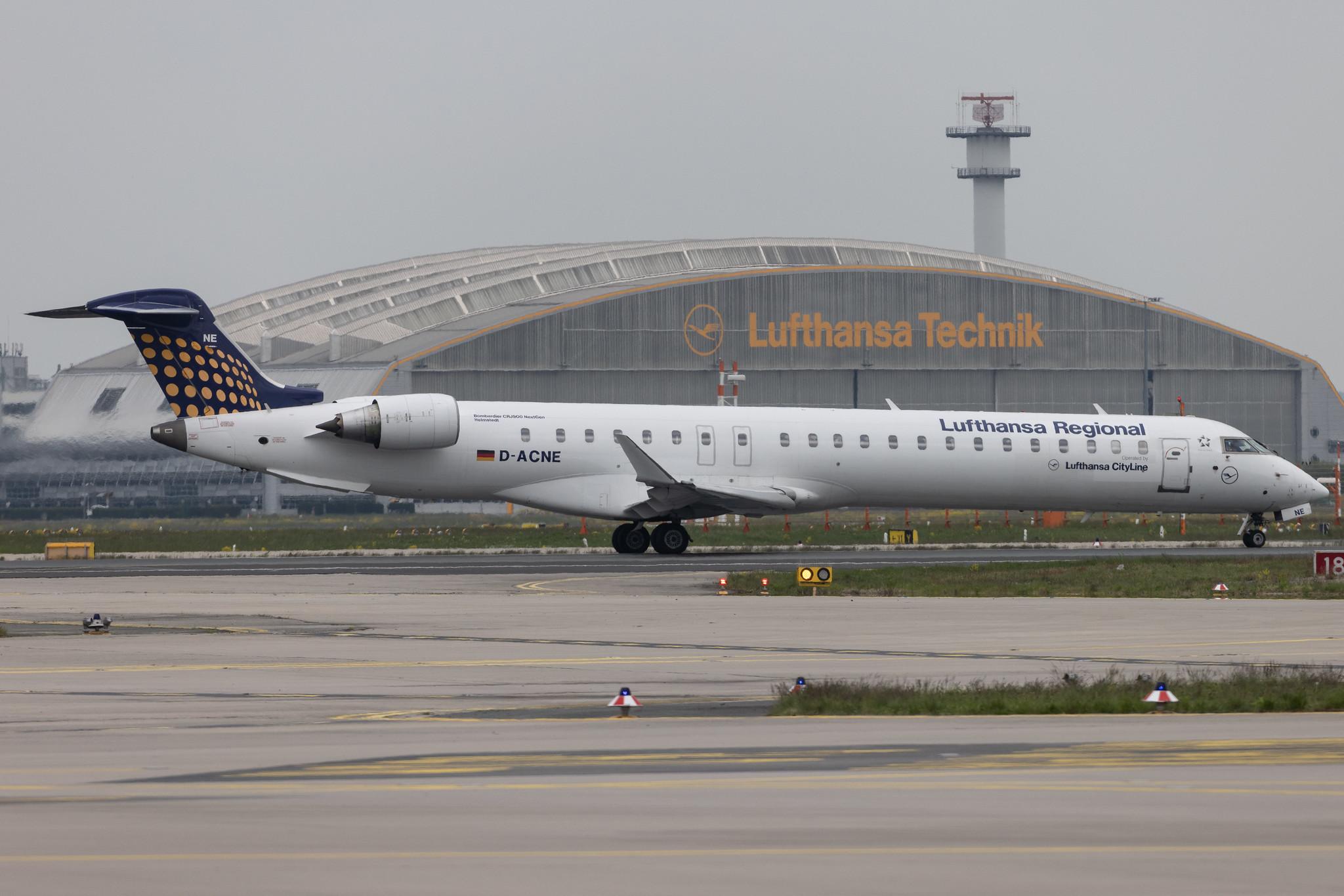 Frankfurt Airport: Lufthansa (LH / DLH) | Operator: Lufthansa CityLine | Mitsubishi CRJ-900LR CRJ9 | D-ACNE | MSN 15241